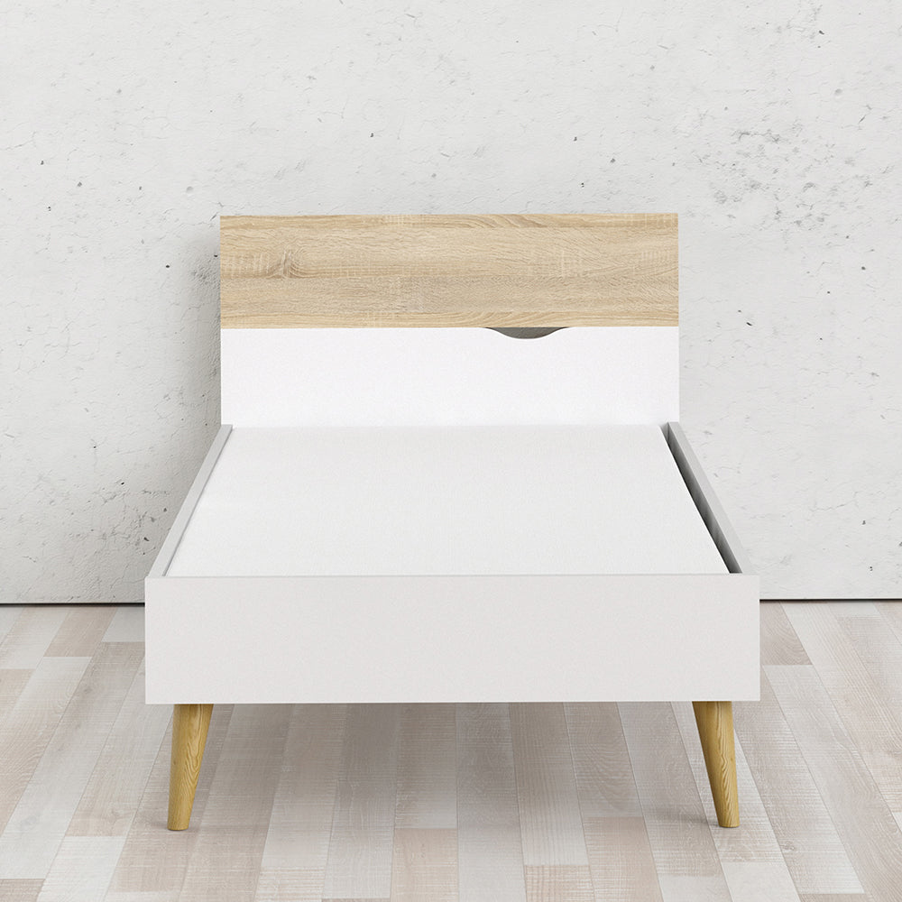 Oslo  Euro Single Bed (90 x 200) in White and Oak