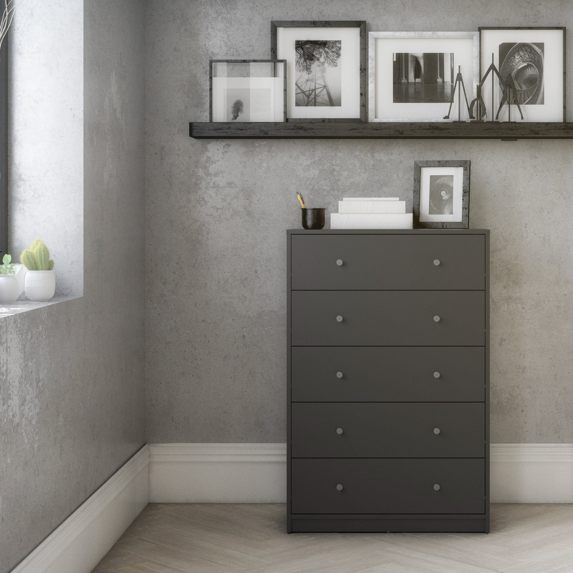 May  Chest of 5 Drawers in Grey