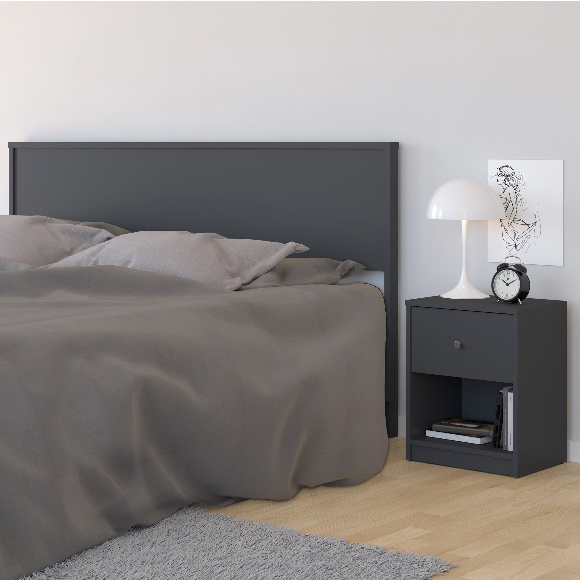 May  Bedside 1 Drawer in Grey