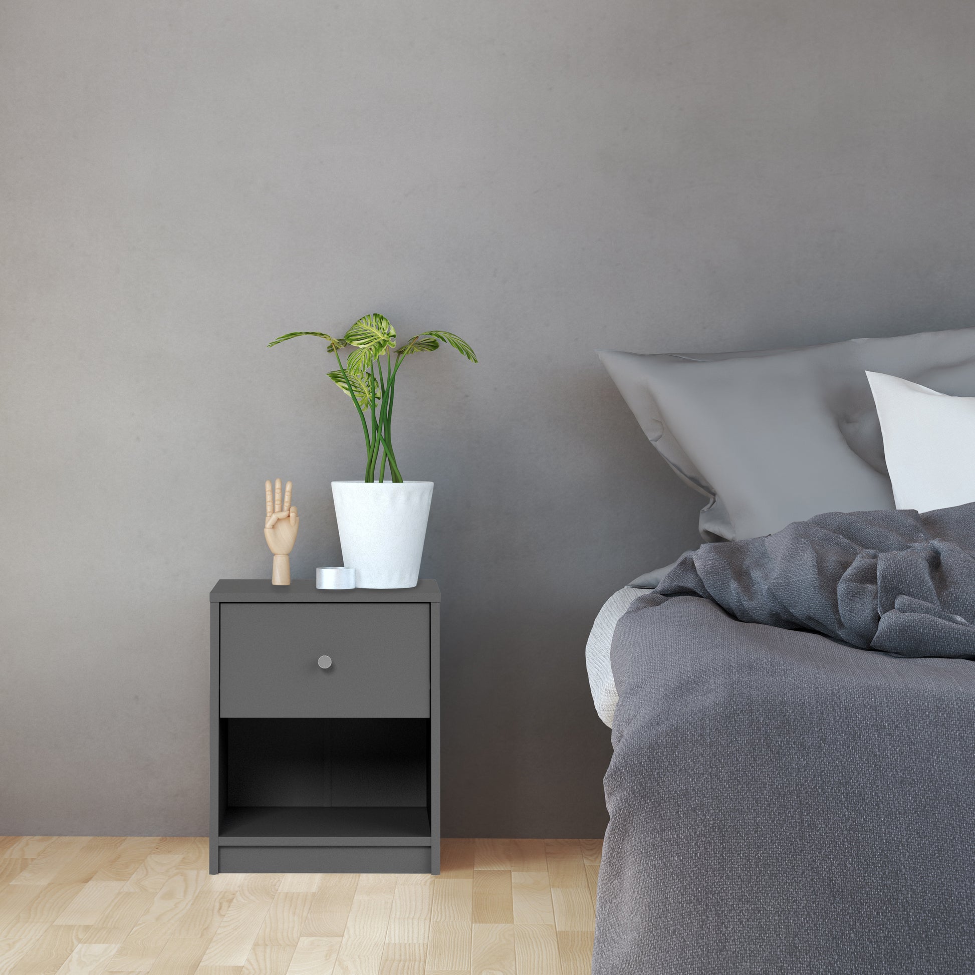 May  Bedside 1 Drawer in Grey