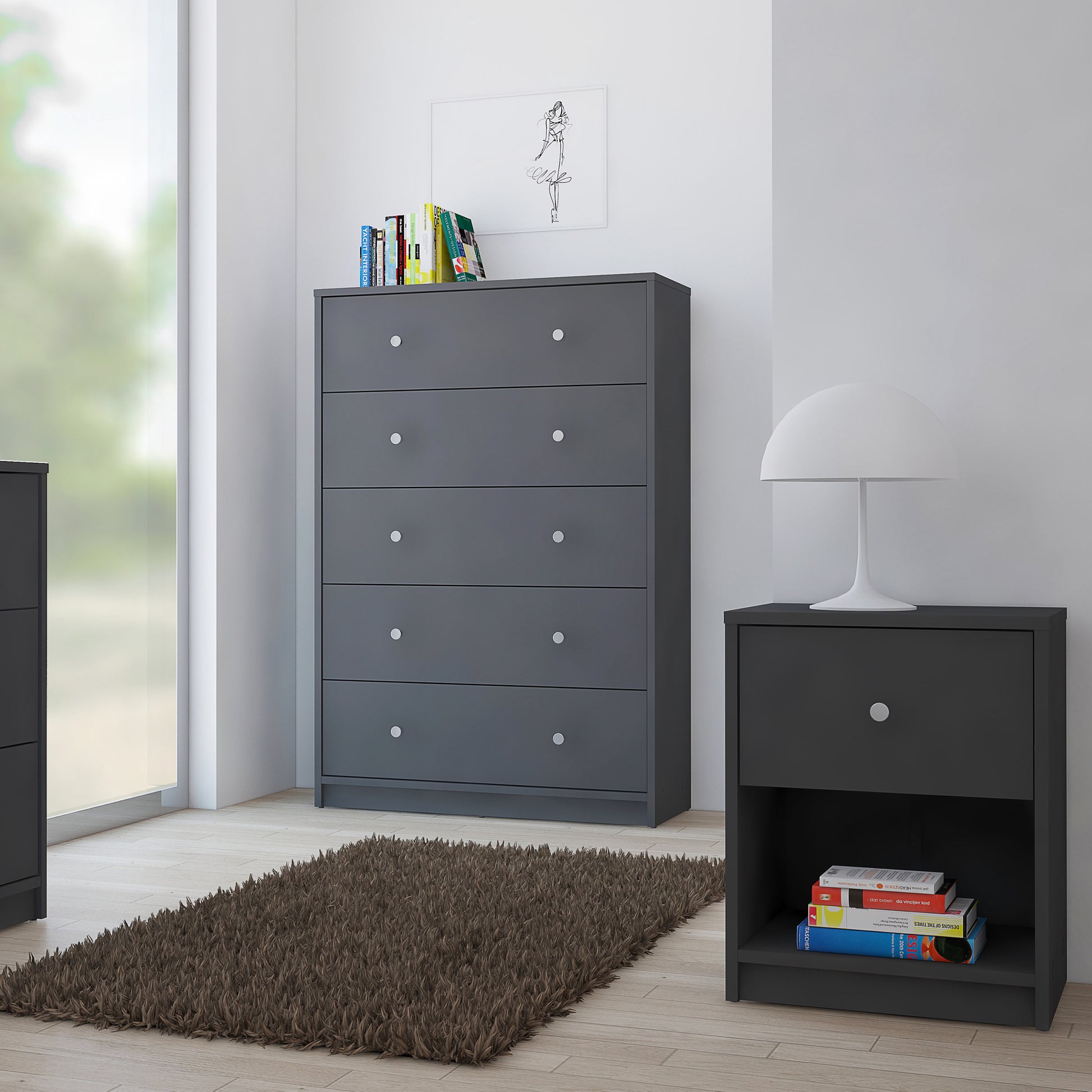 May  Bedside 1 Drawer in Grey