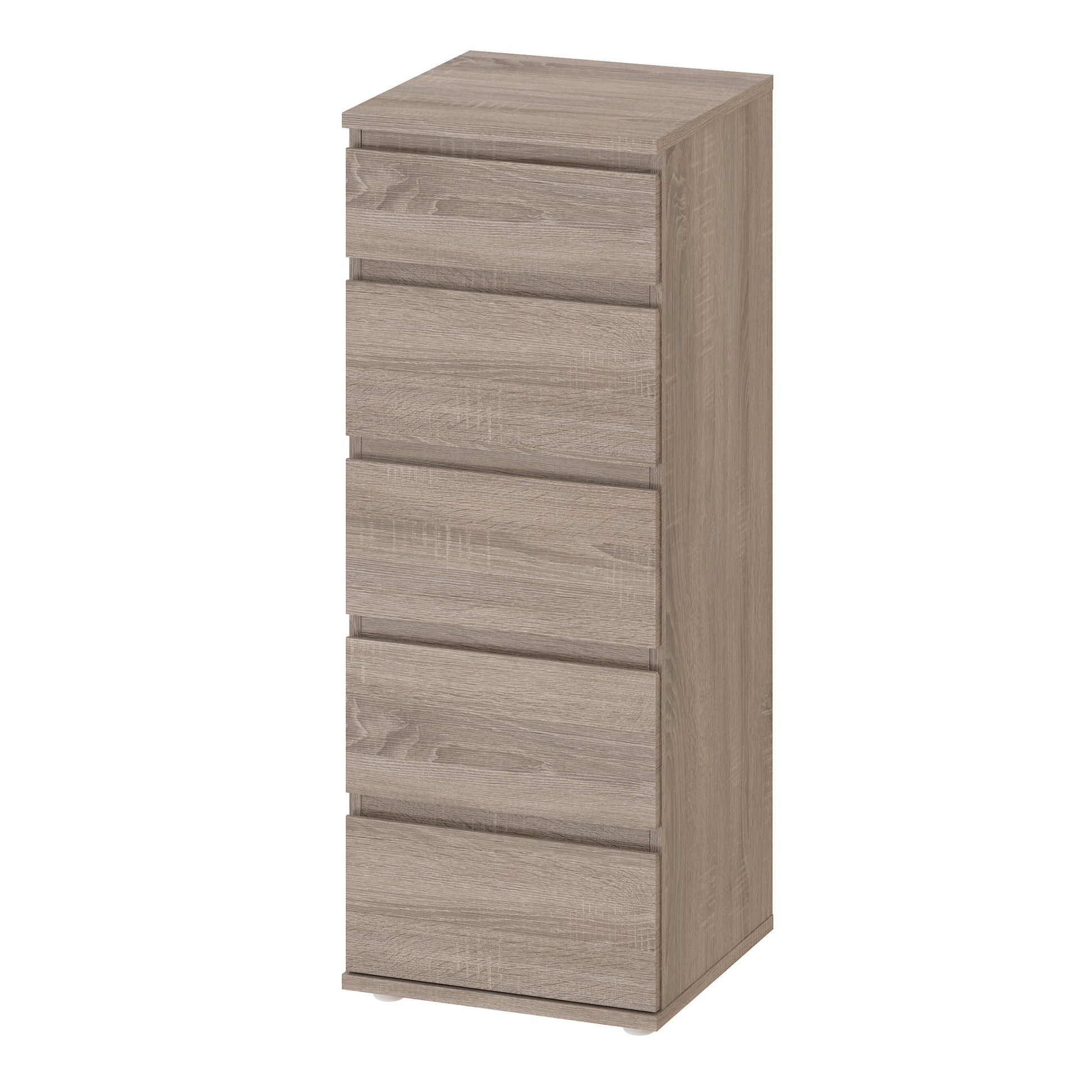 Nova  Narrow Chest of 5 Drawers in Truffle Oak
