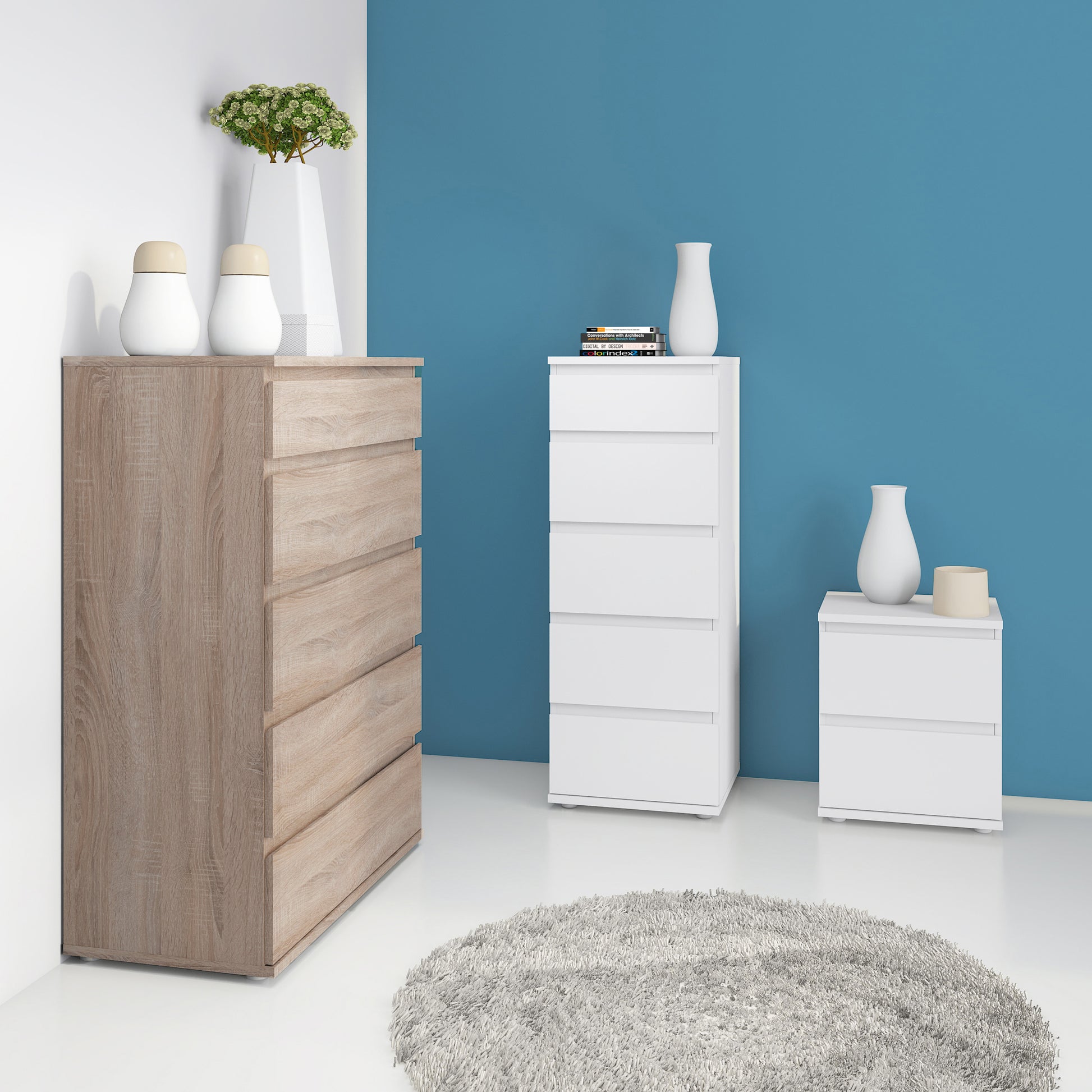 Nova  Chest of 5 Drawers in Truffle Oak