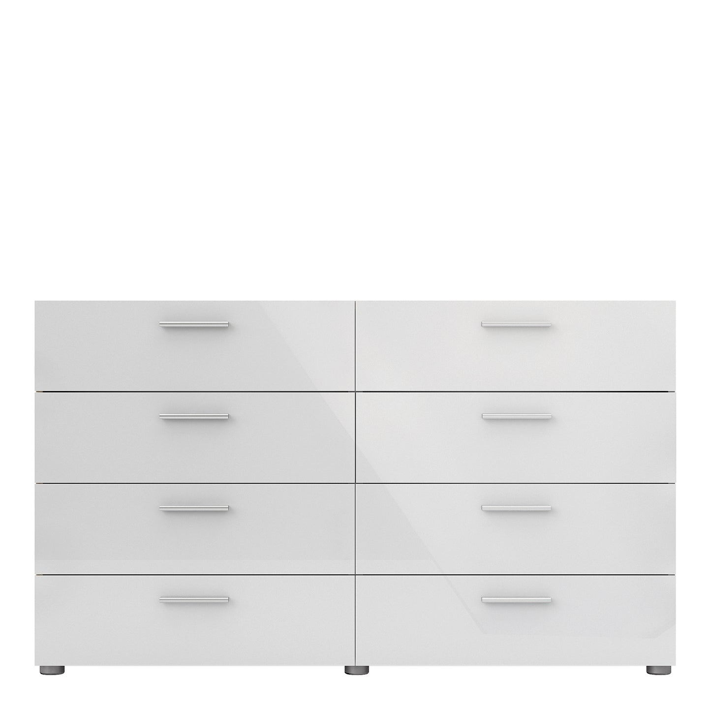 Pepe  Wide Chest of 8 Drawers (4+4) in Oak with White High Gloss