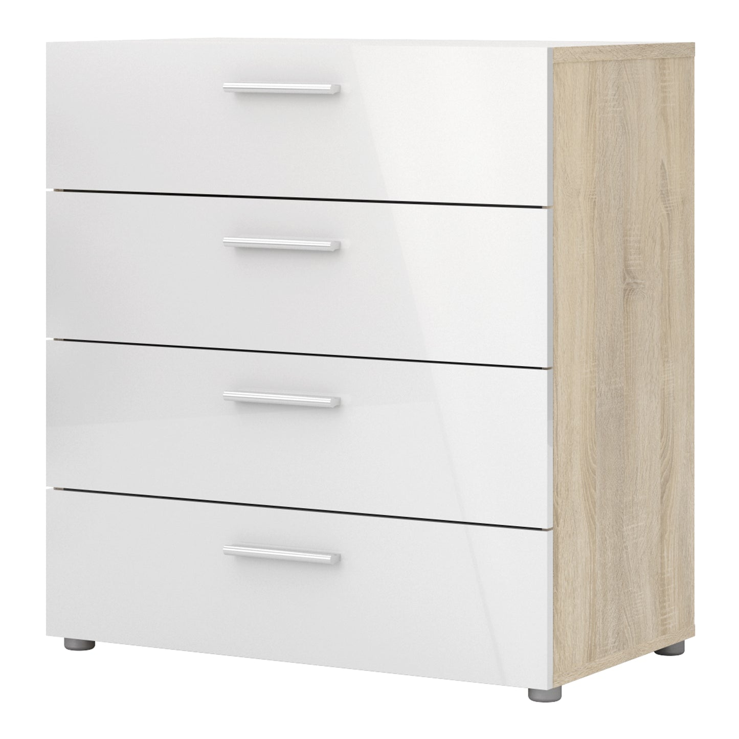 Pepe  Chest of 4 Drawers in Oak with White High Gloss
