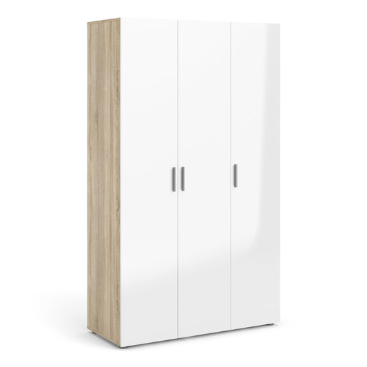 Pepe  Wardrobe with 3 doors in Oak with White High Gloss