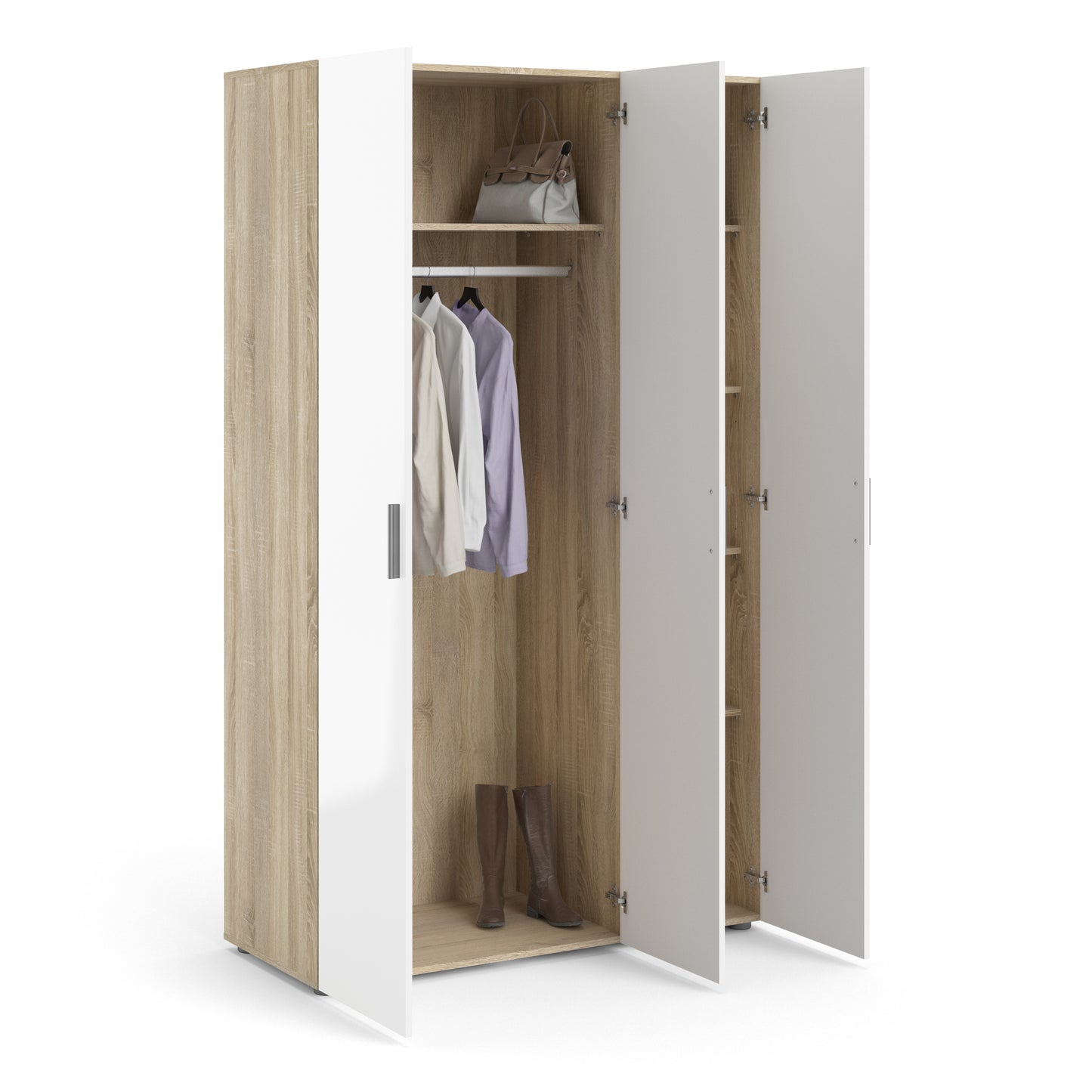 Pepe  Wardrobe with 3 doors in Oak with White High Gloss