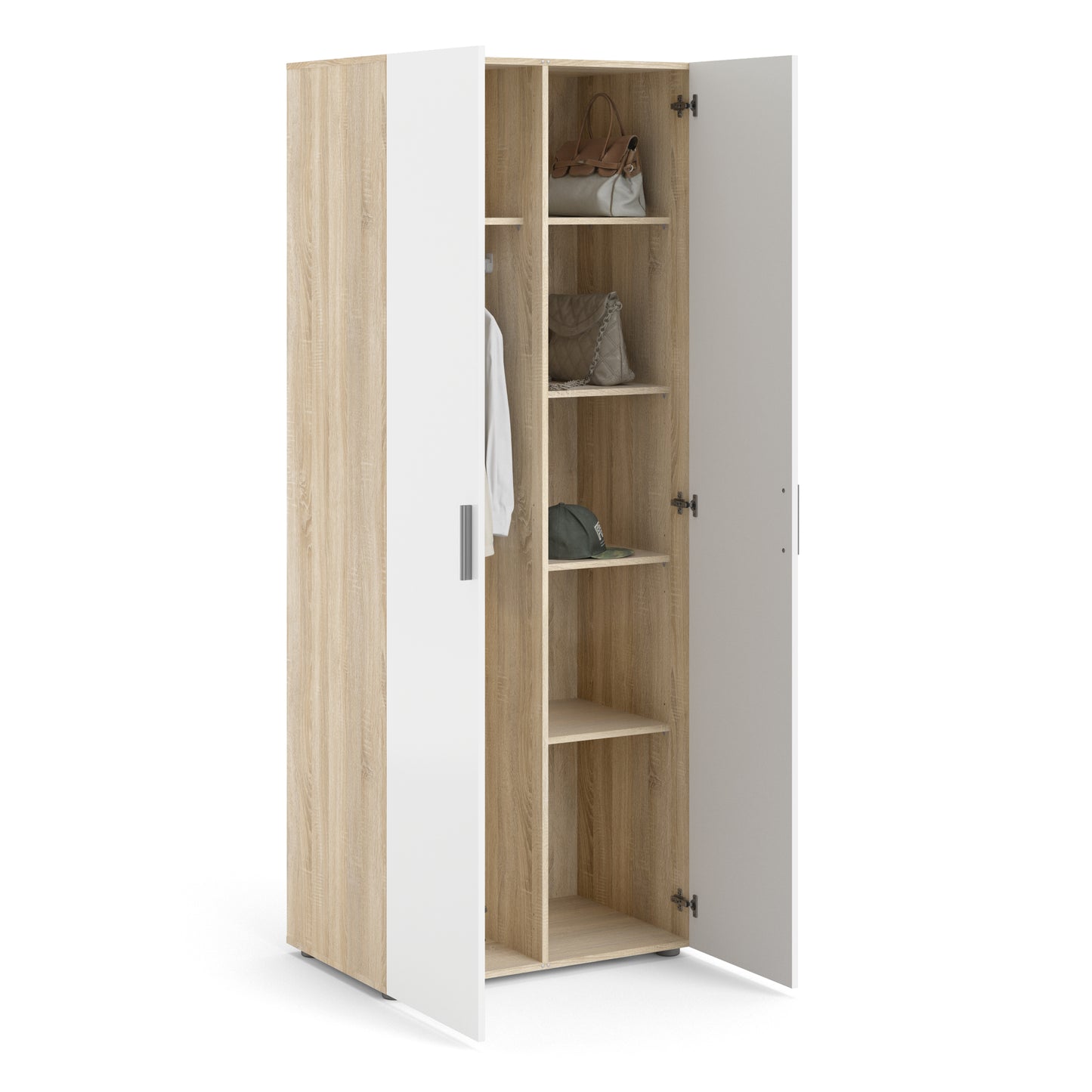 Pepe  Wardrobe with 2 doors in Oak with White High Gloss