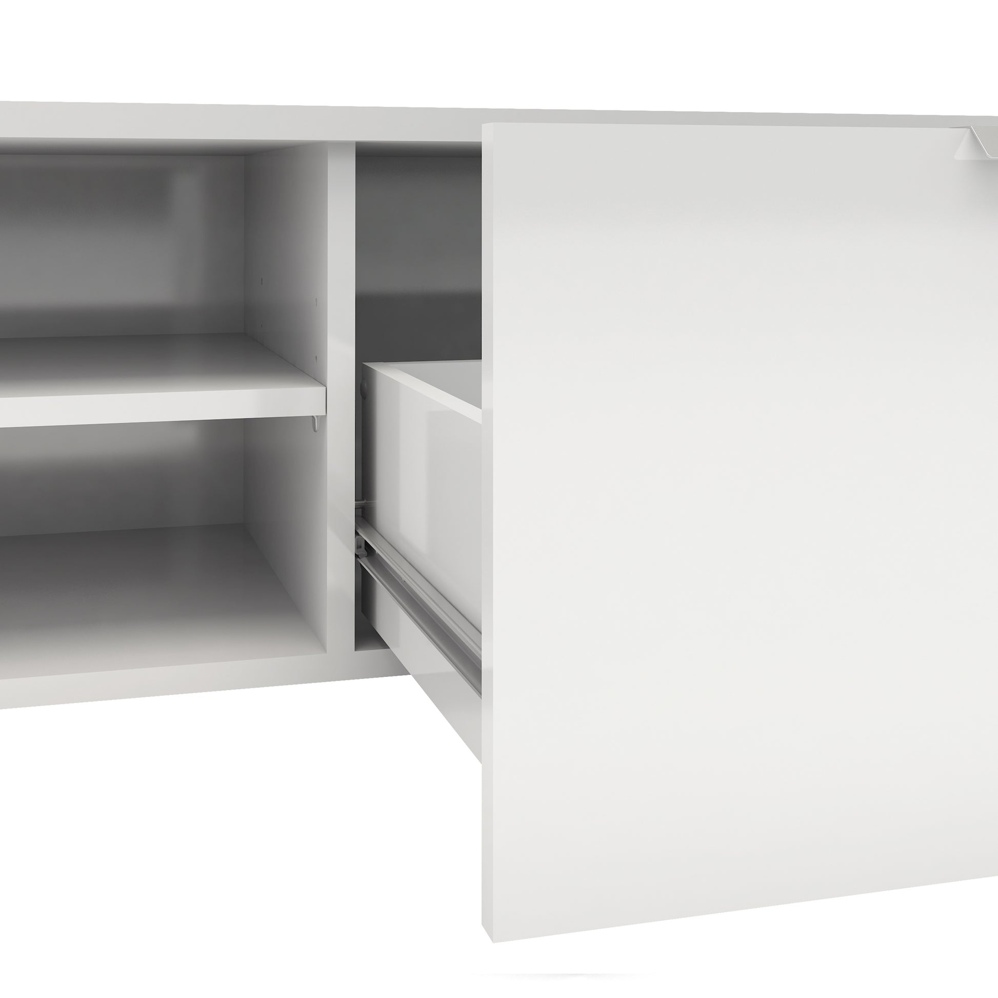 Match  TV Unit 2 Drawers 2 Shelf in White High Gloss