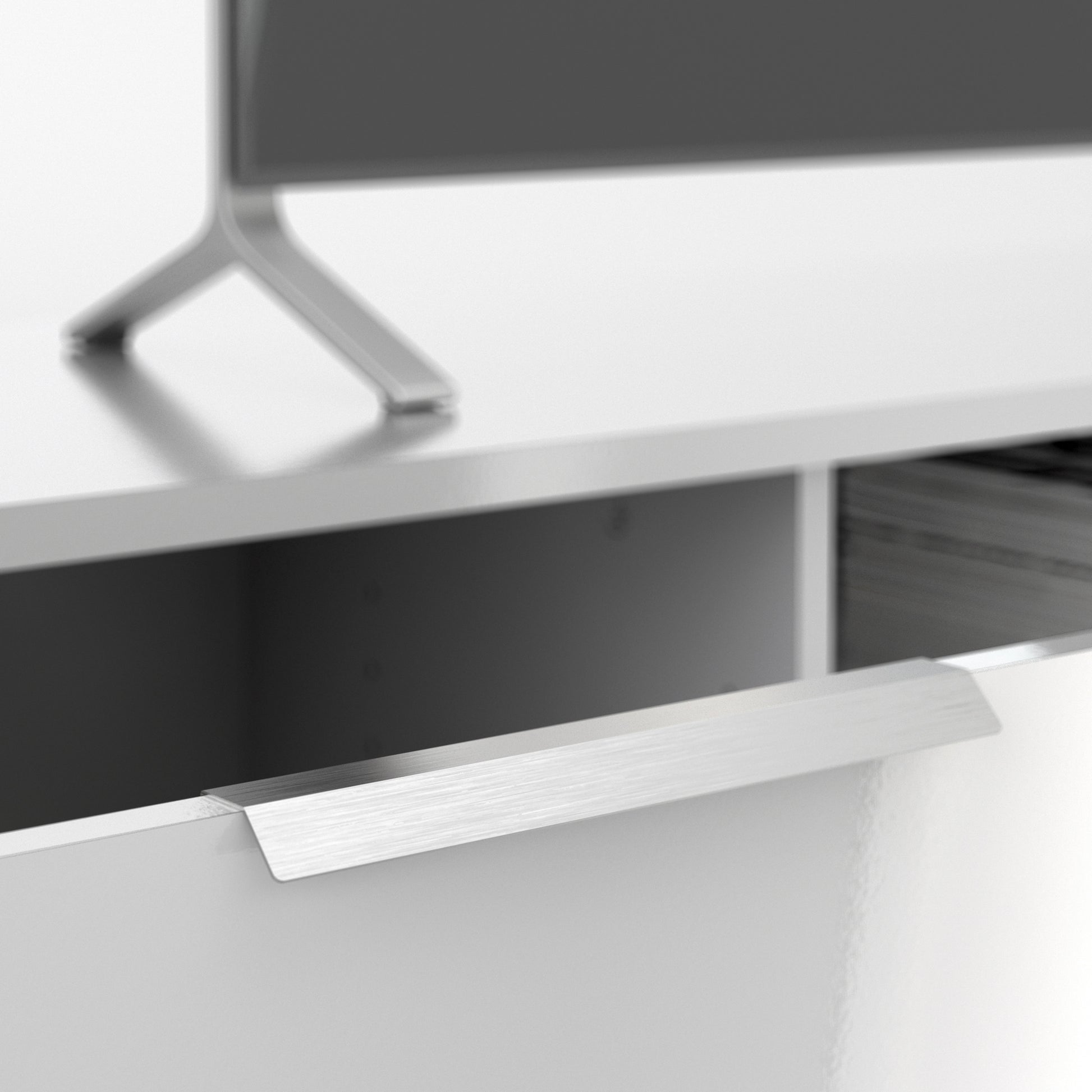 Match  TV Unit 2 Drawers 2 Shelf in White High Gloss