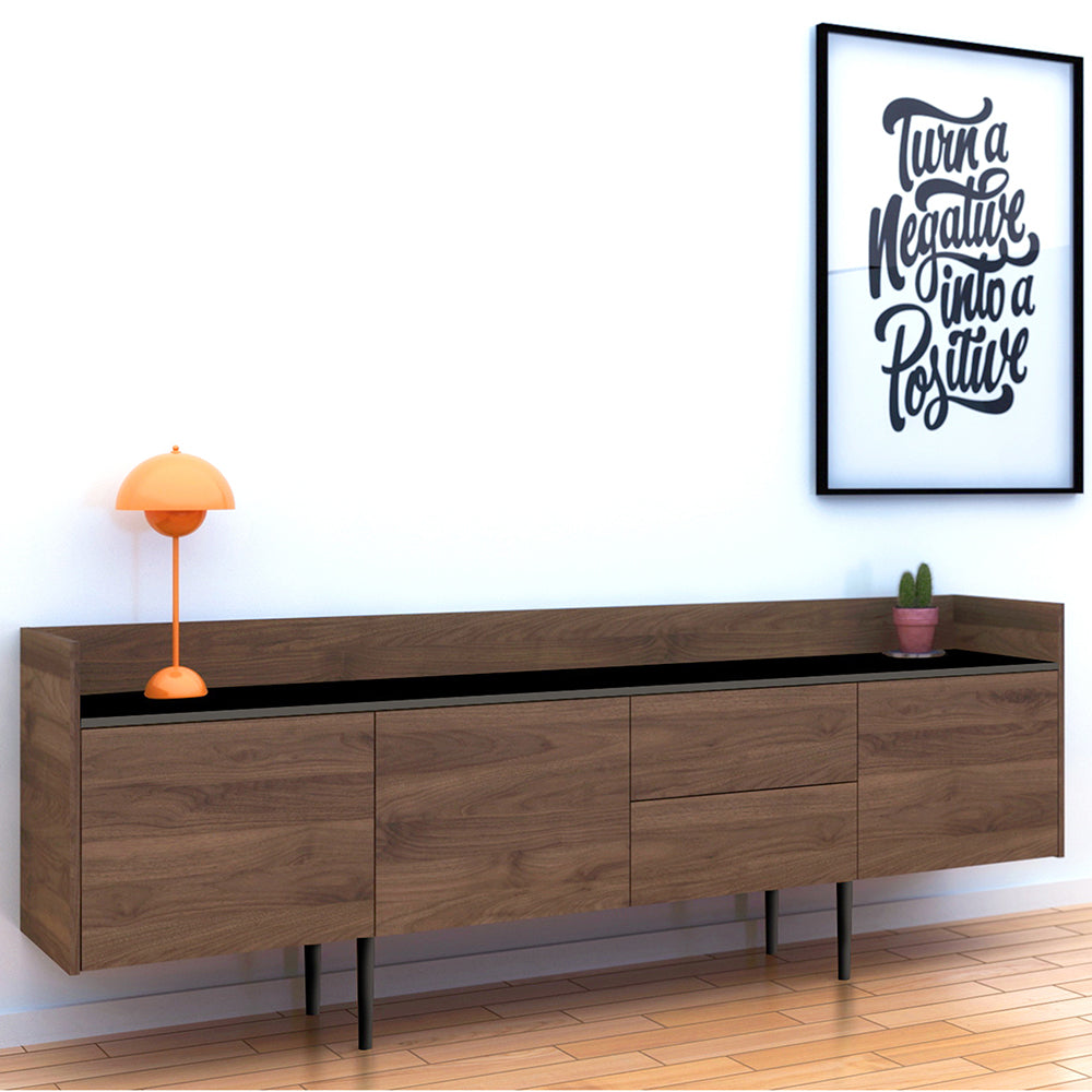 Unit  Sideboard 2 Drawers 3 Doors in Walnut and Black