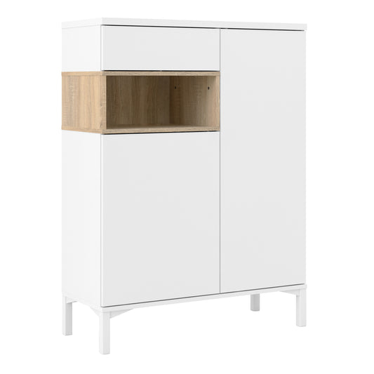 Roomers Sideboard 2 Drawers 1 Door in White and Oak