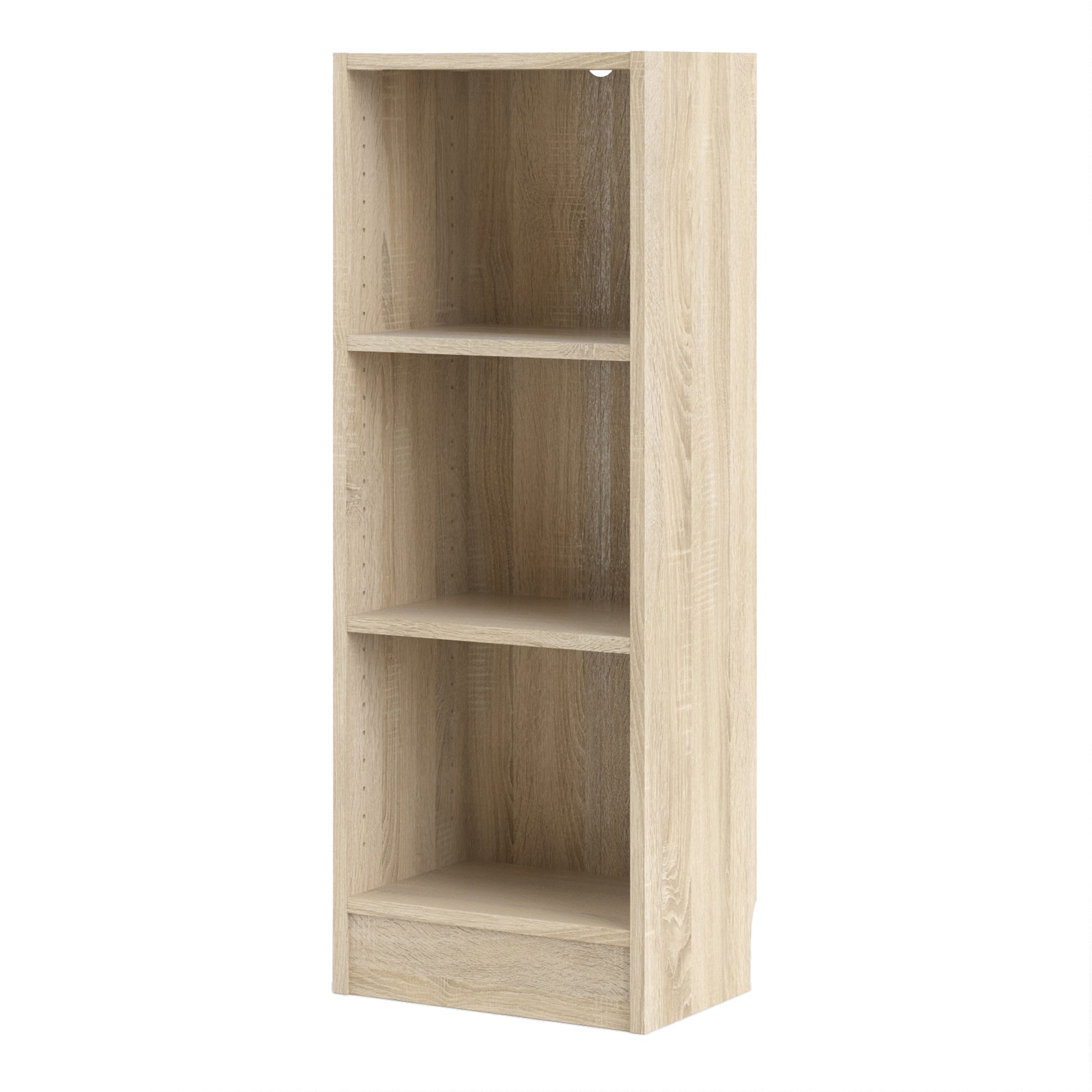 Basic  Low Narrow Bookcase (2 Shelves) in Oak