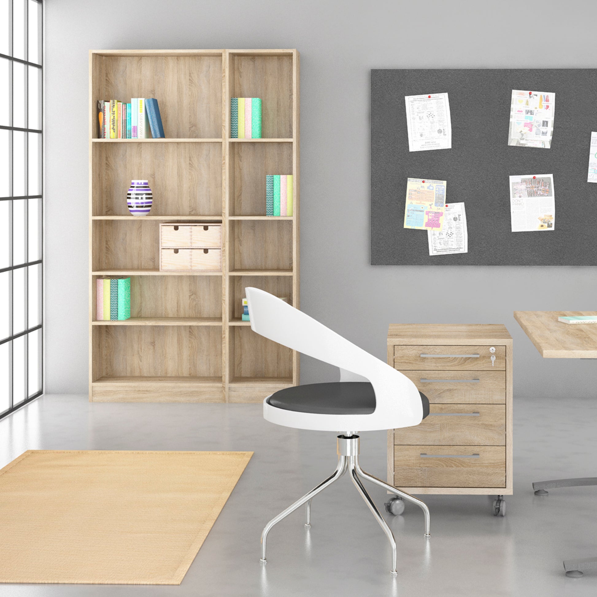 Basic  Tall Wide Bookcase (4 Shelves) in Oak