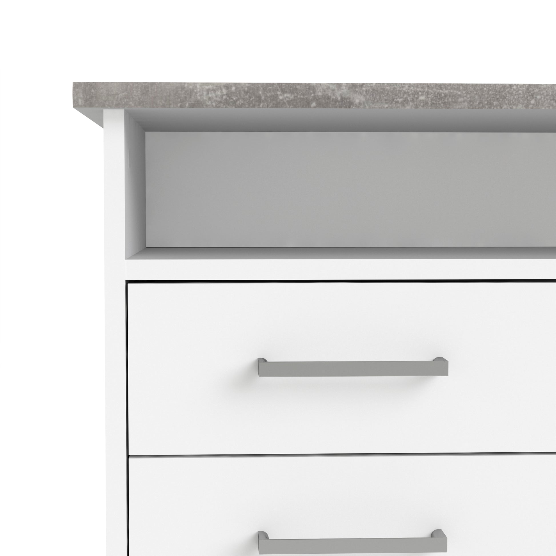 Function Plus  Desk 4 Drawer 1 Door in White and Grey