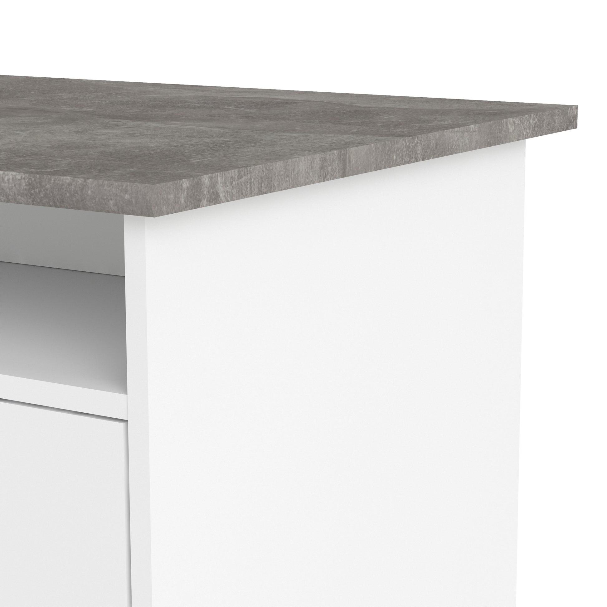 Function Plus  Desk 4 Drawer 1 Door in White and Grey