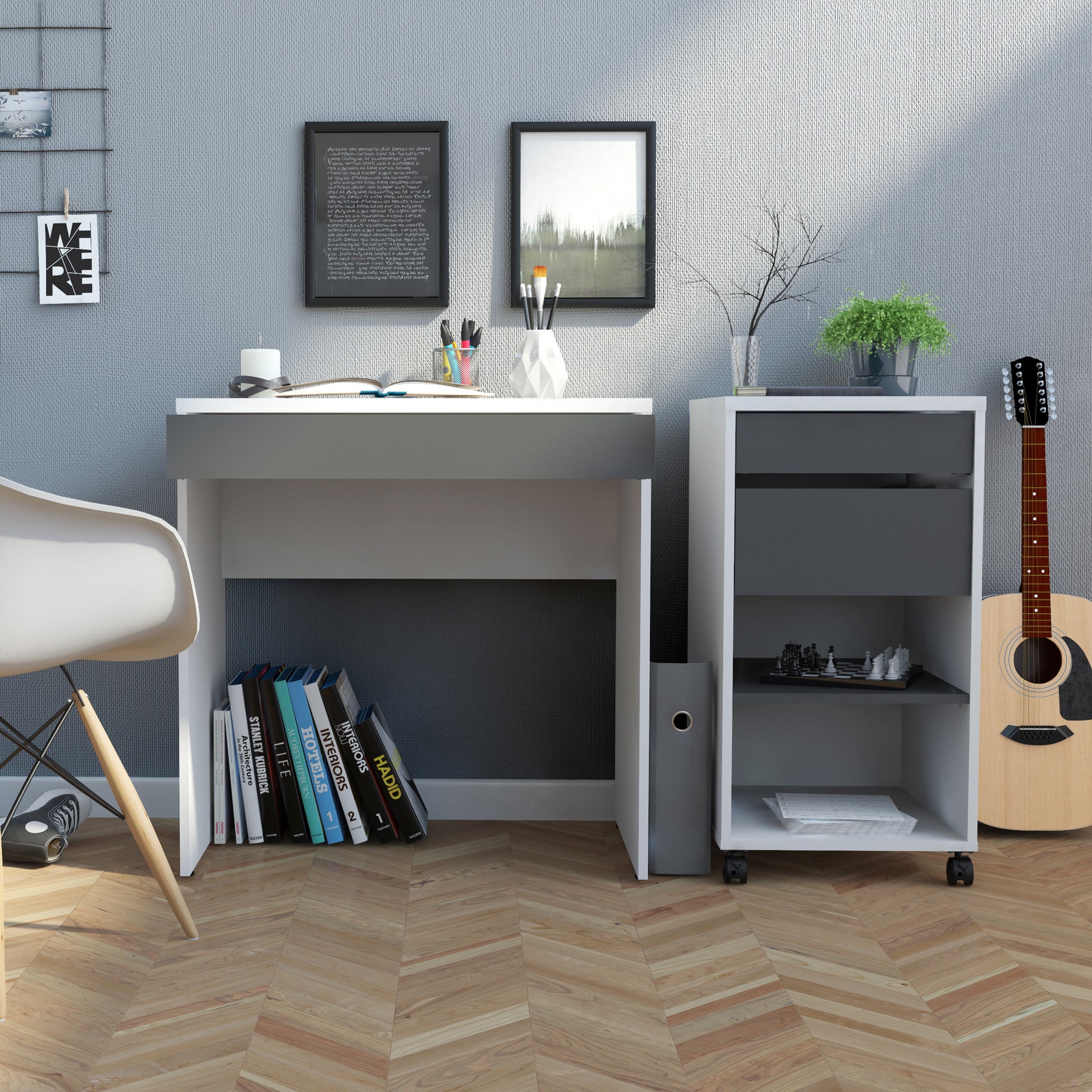 Function Plus  Desk White Grey