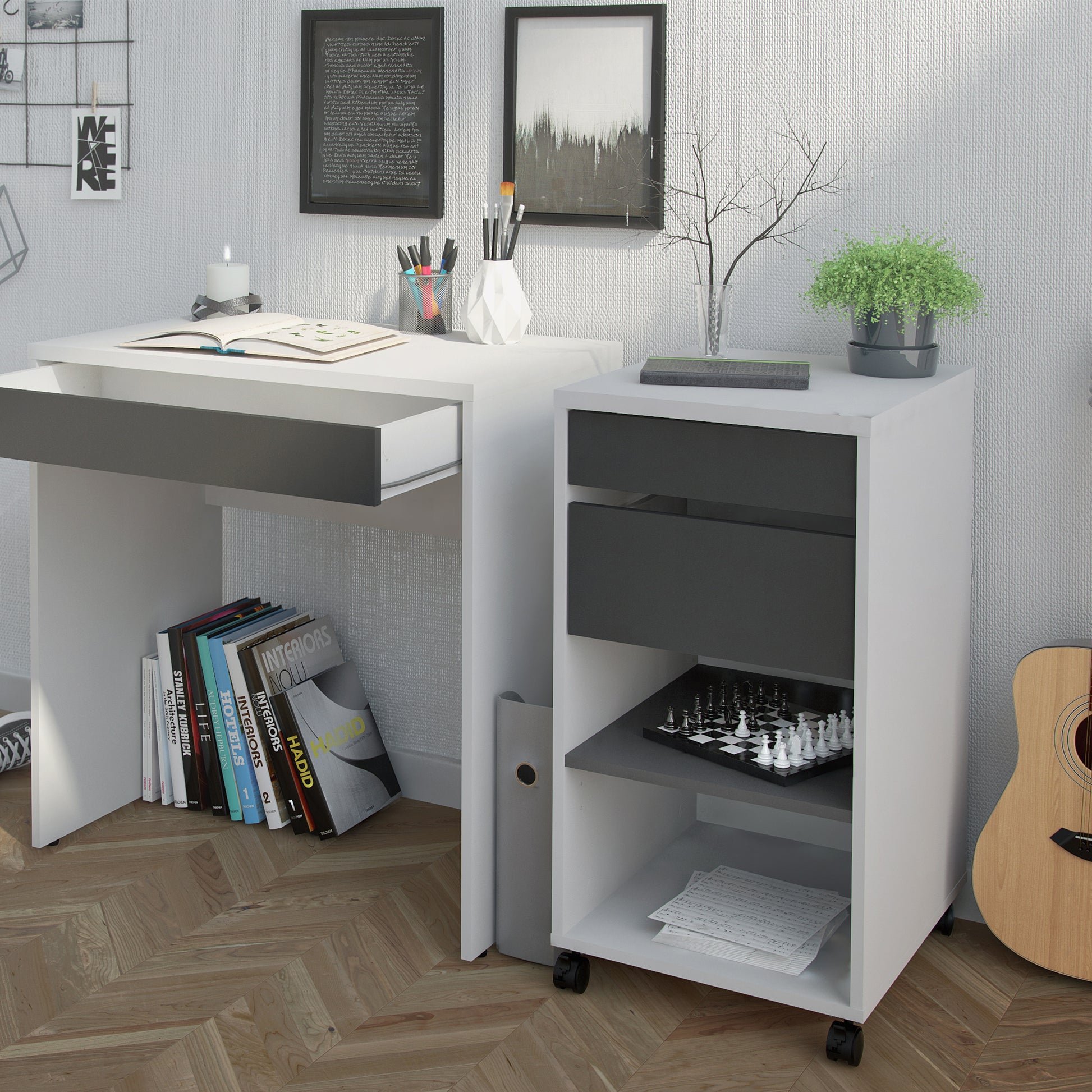 Function Plus  Mobile file cabinet 2 drawers + 1 shelf