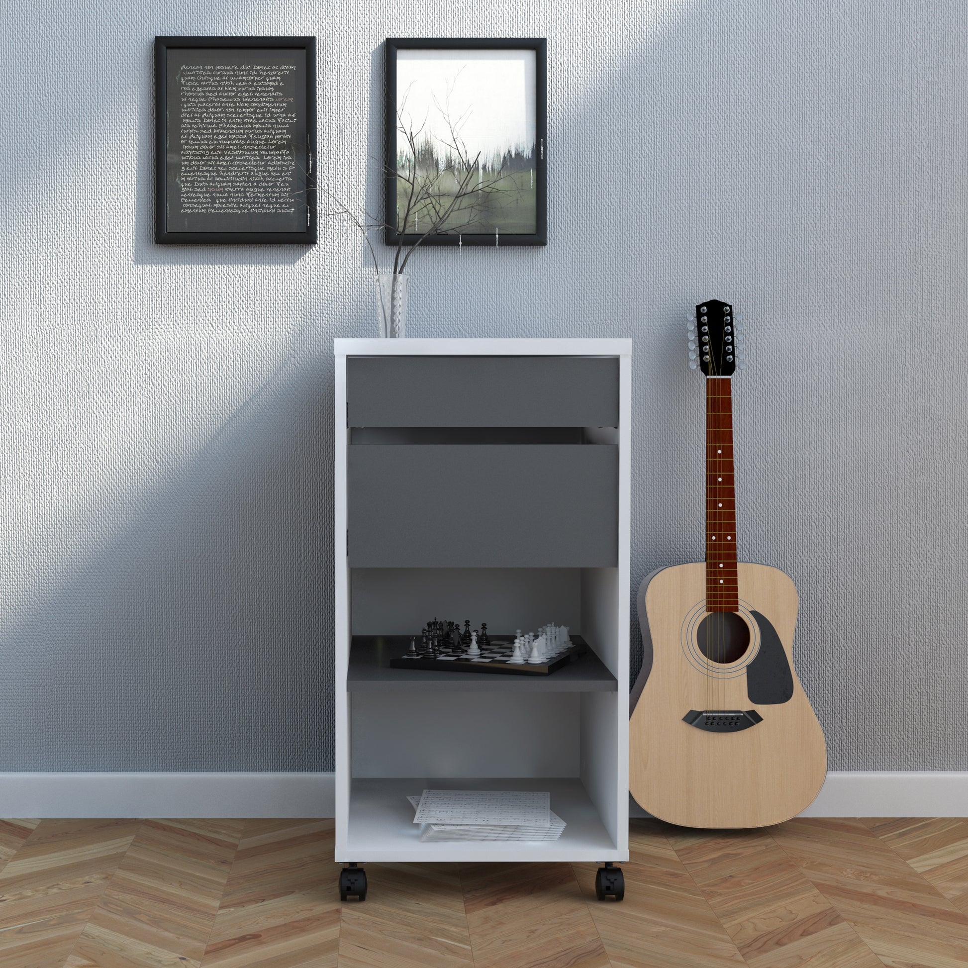 Function Plus  Mobile file cabinet 2 drawers + 1 shelf