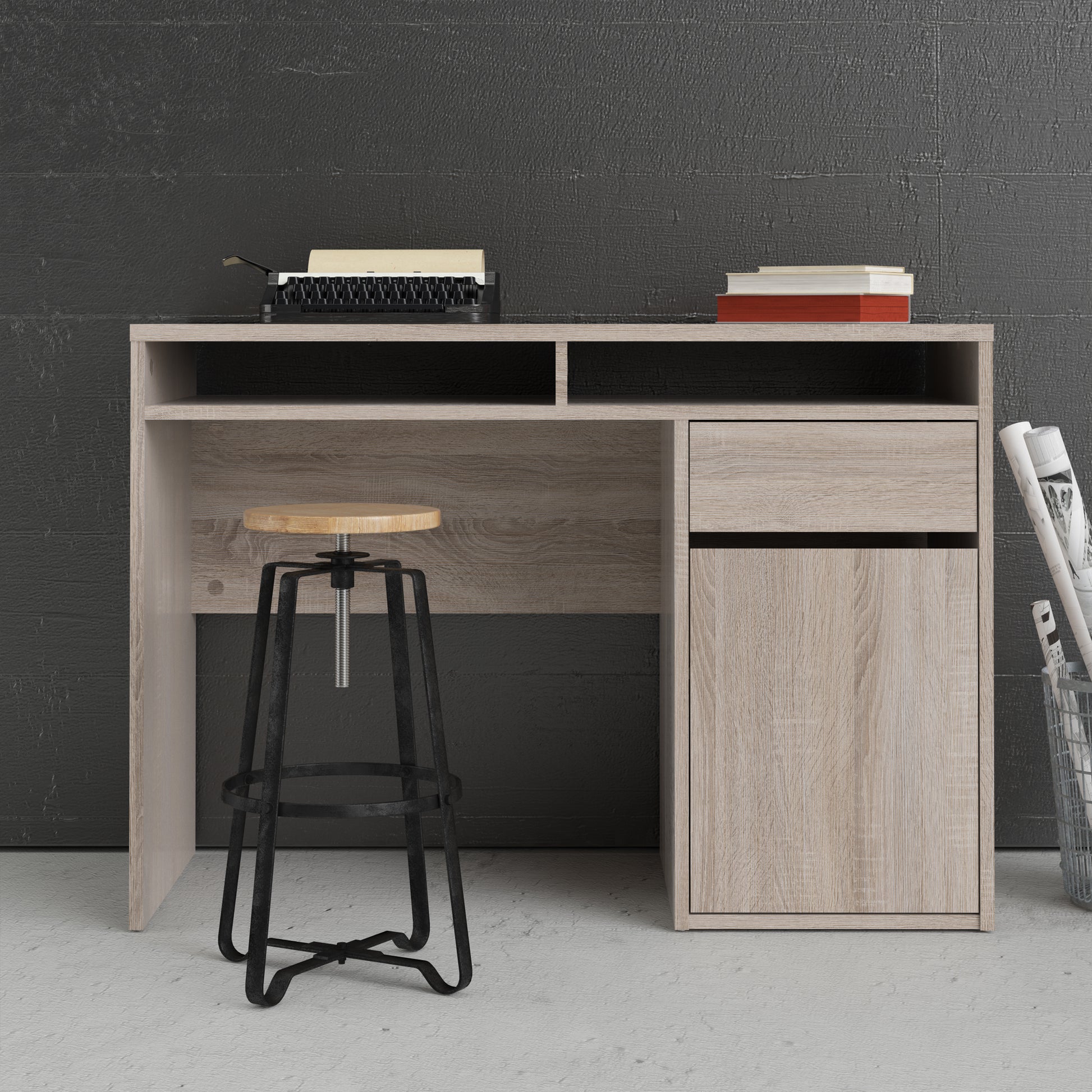 Function Plus  Desk 1 Door 1 Drawer in Truffle Oak
