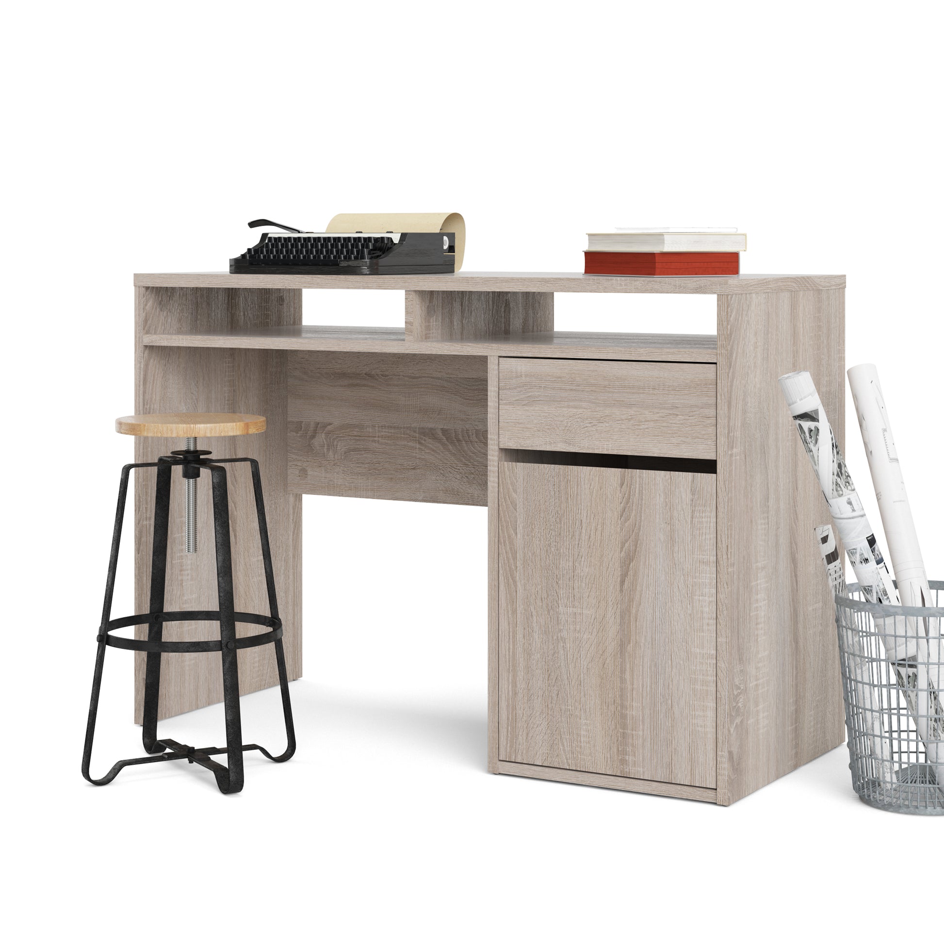 Function Plus  Desk 1 Door 1 Drawer in Truffle Oak