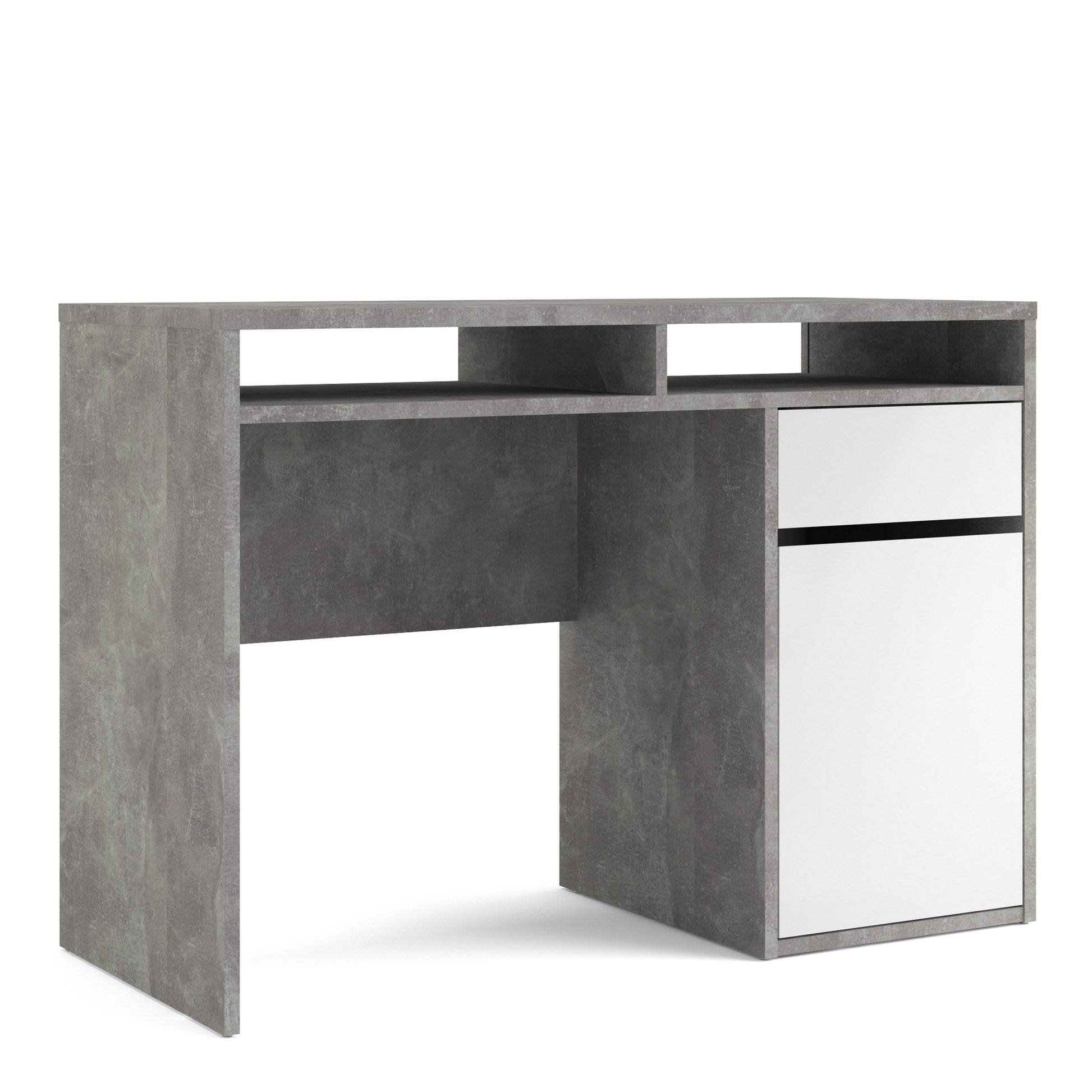 Function Plus  Desk 1 Door 1 Drawer in White and Grey