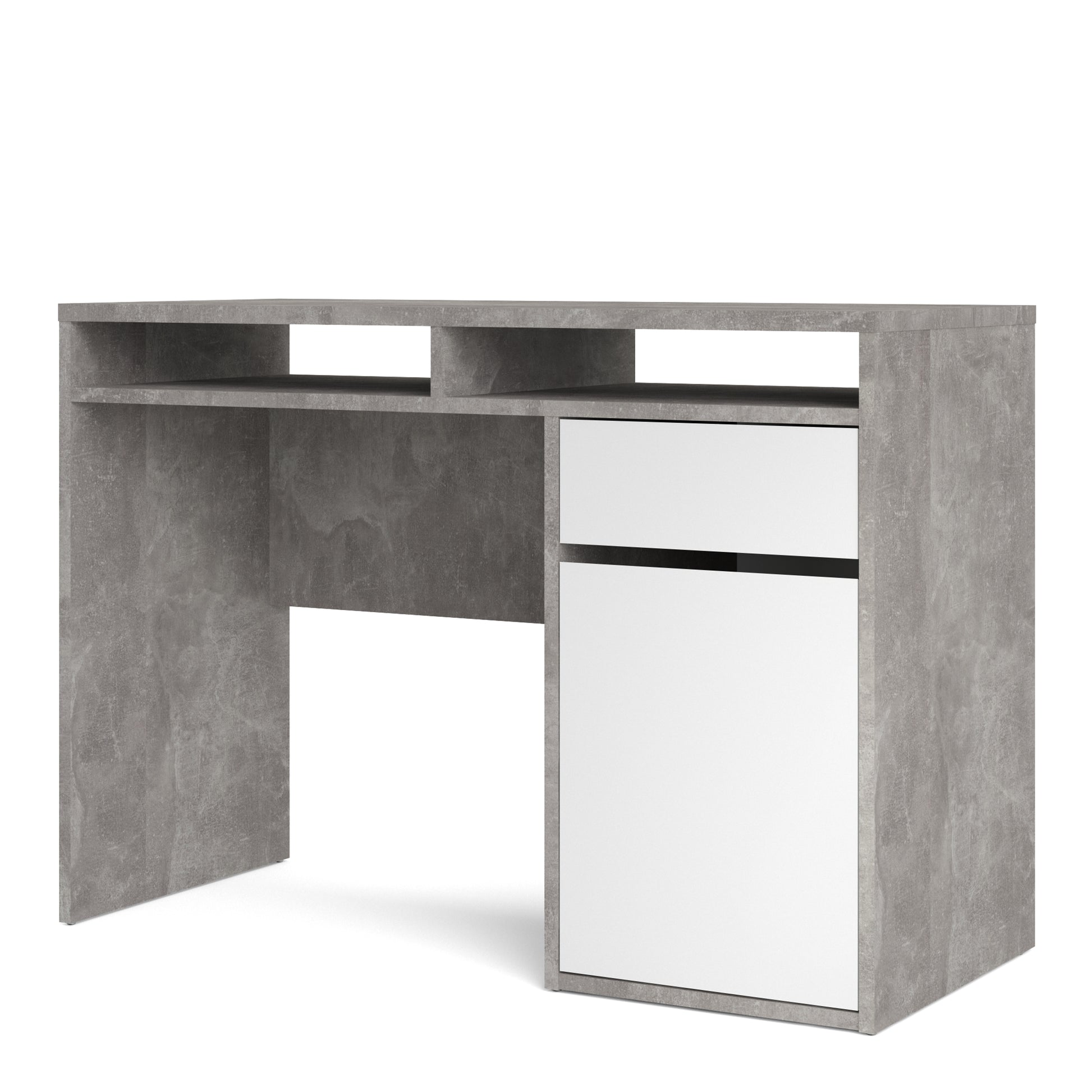 Function Plus  Desk 1 Door 1 Drawer in White and Grey
