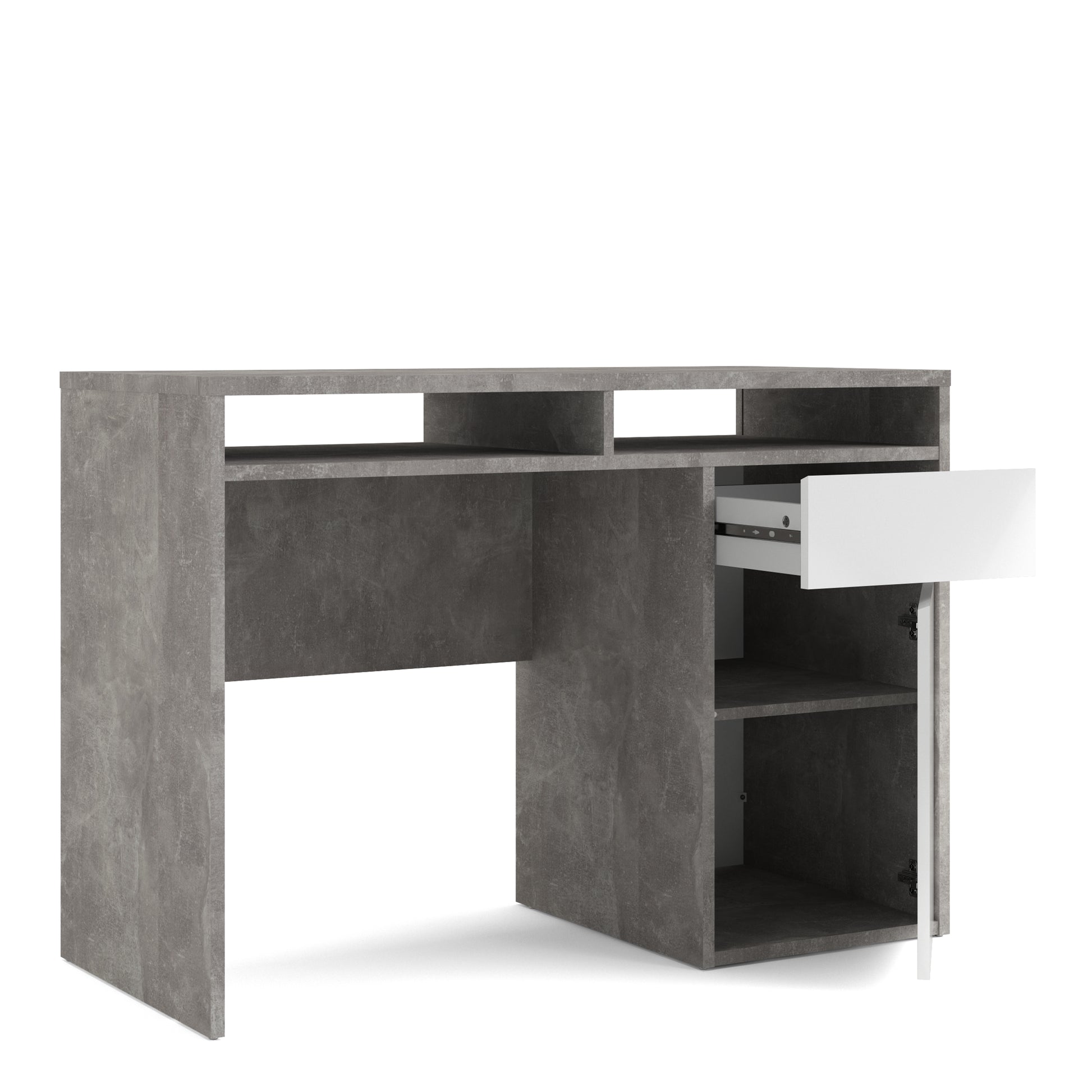 Function Plus  Desk 1 Door 1 Drawer in White and Grey