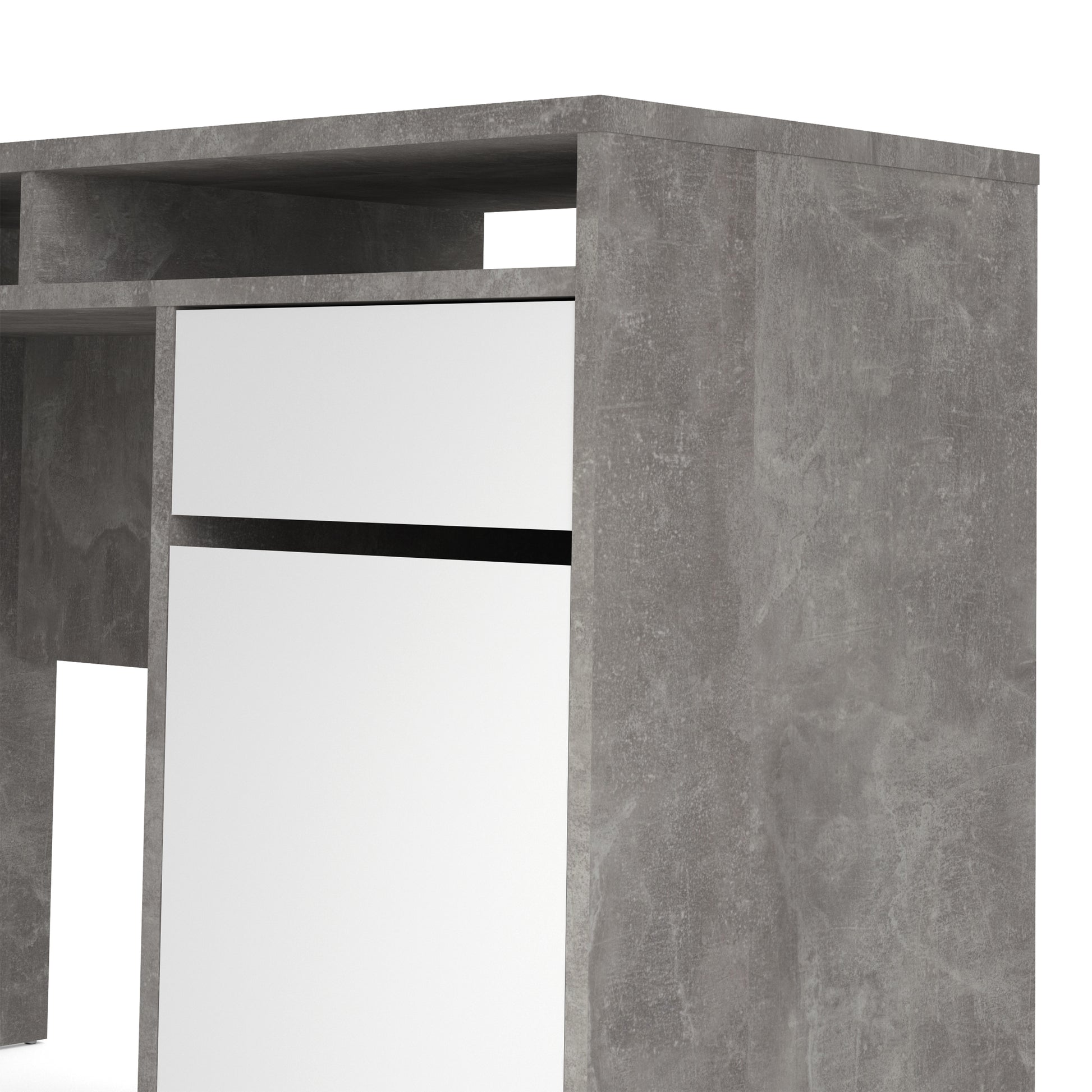 Function Plus  Desk 1 Door 1 Drawer in White and Grey
