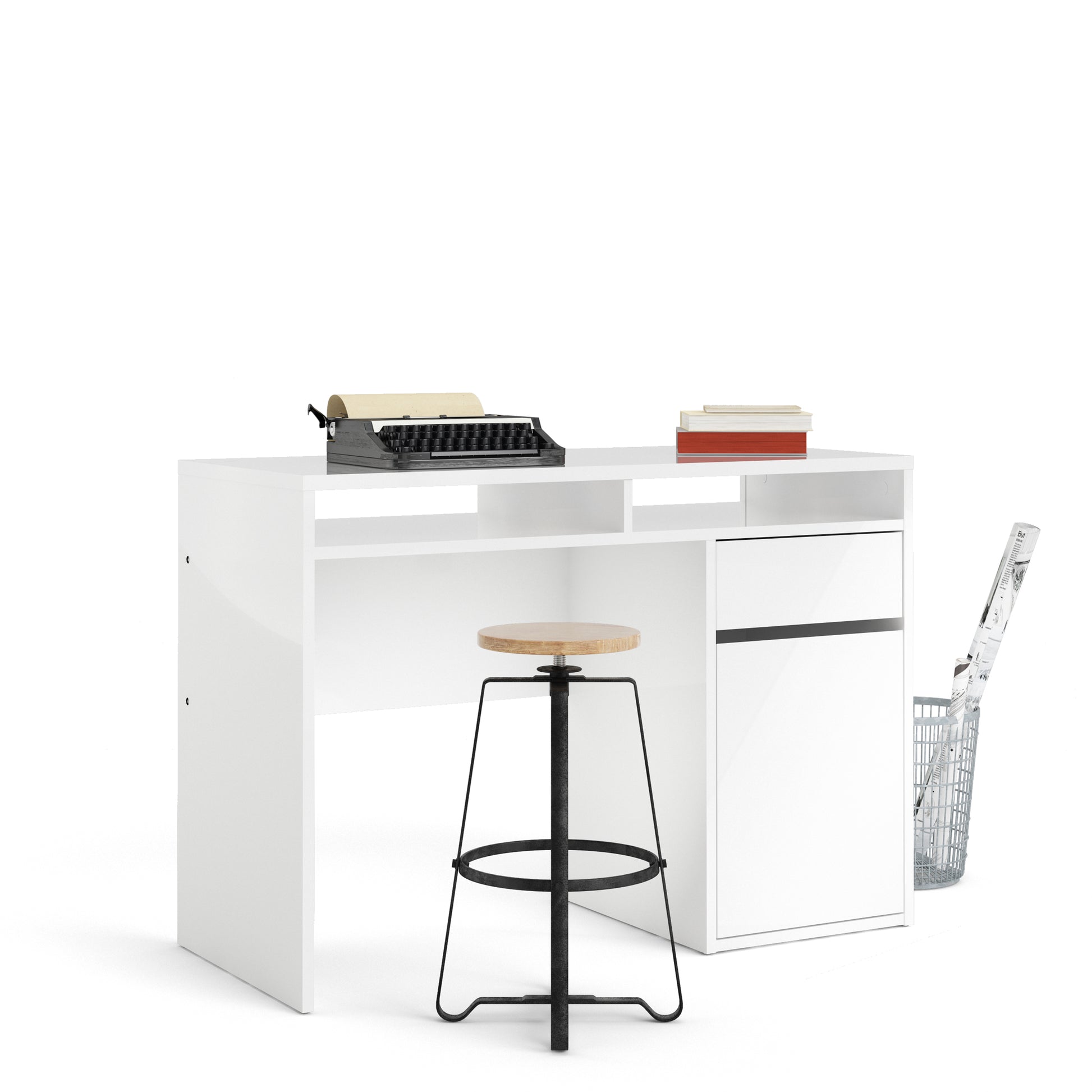 Function Plus  Desk 1 Door 1 Drawer in White
