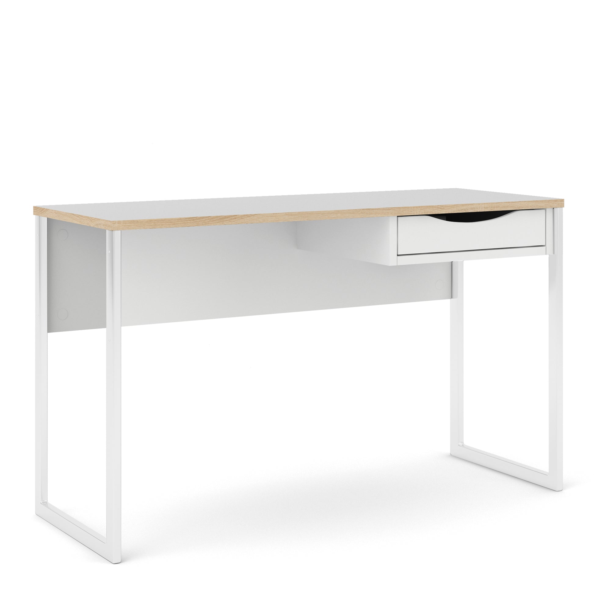 Function Plus  Desk 1 Drawer Wide in White with Oak Trim