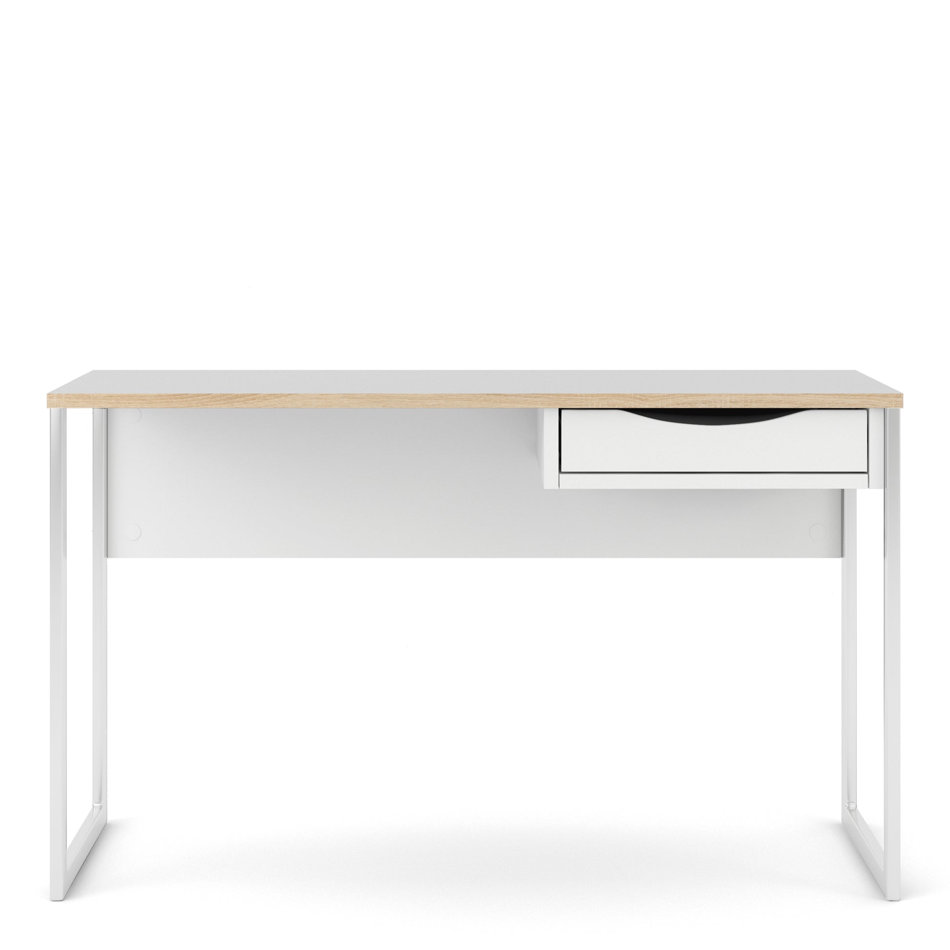 Function Plus  Desk 1 Drawer Wide in White with Oak Trim
