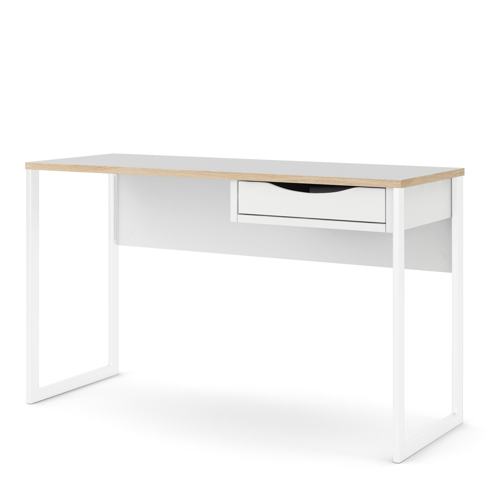 Function Plus  Desk 1 Drawer Wide in White with Oak Trim