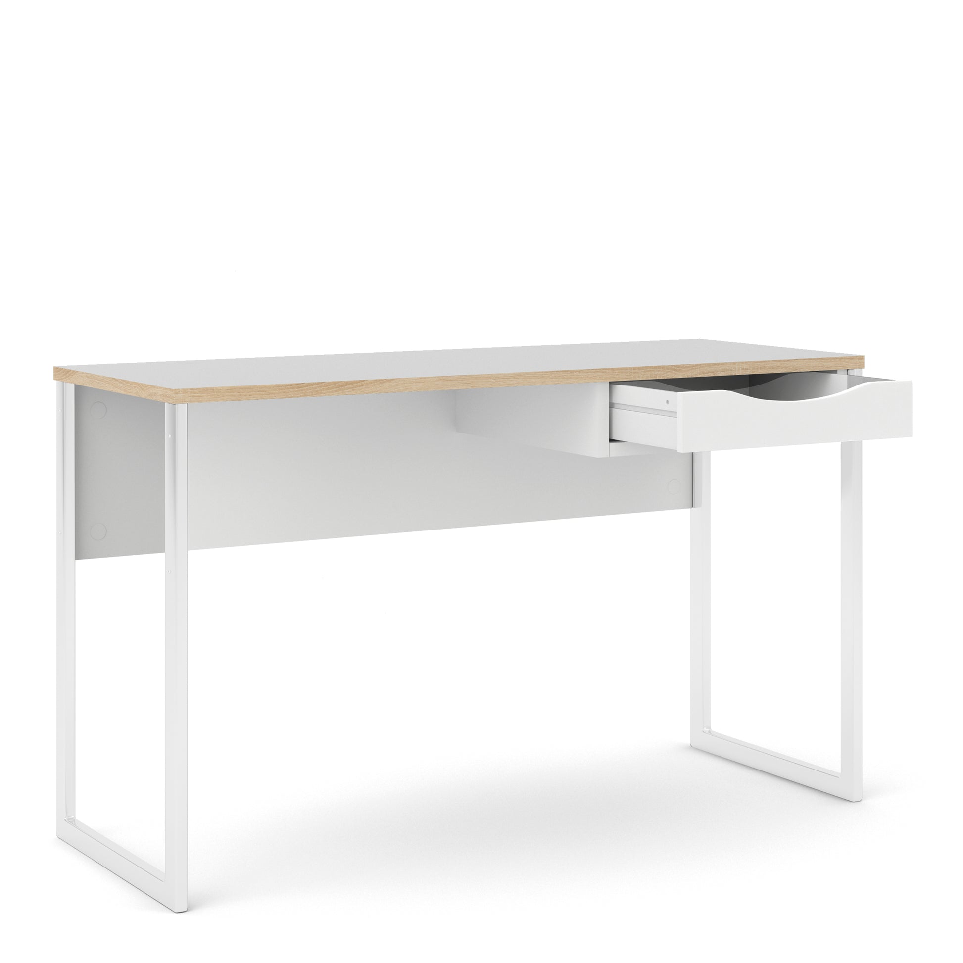 Function Plus  Desk 1 Drawer Wide in White with Oak Trim