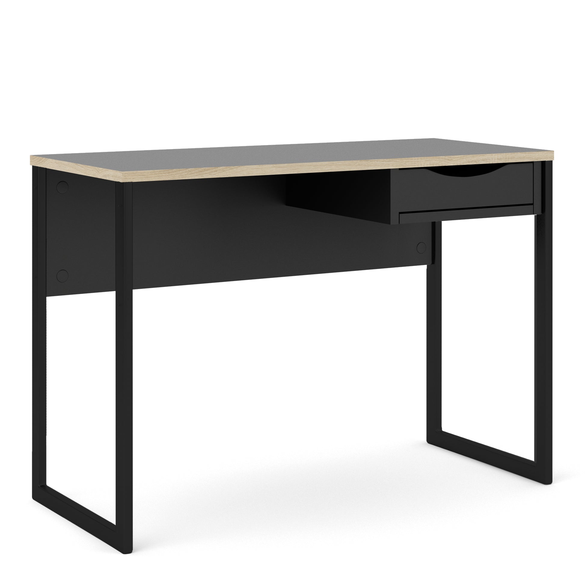 Function Plus  Desk 1 Drawer in Black with Oak Trim
