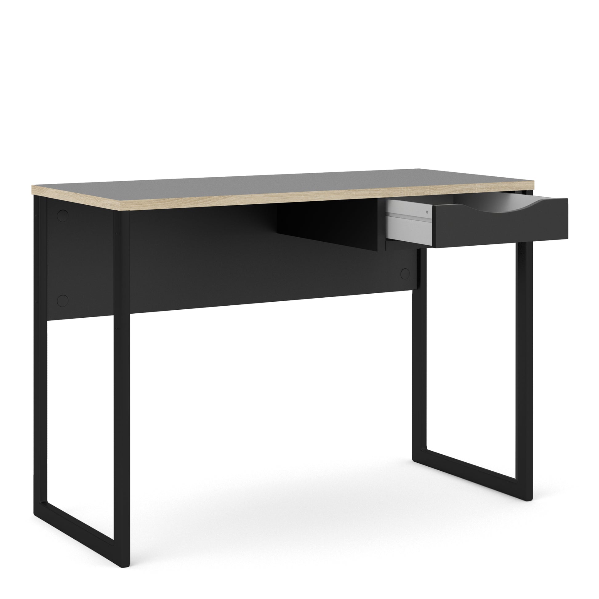 Function Plus  Desk 1 Drawer in Black with Oak Trim