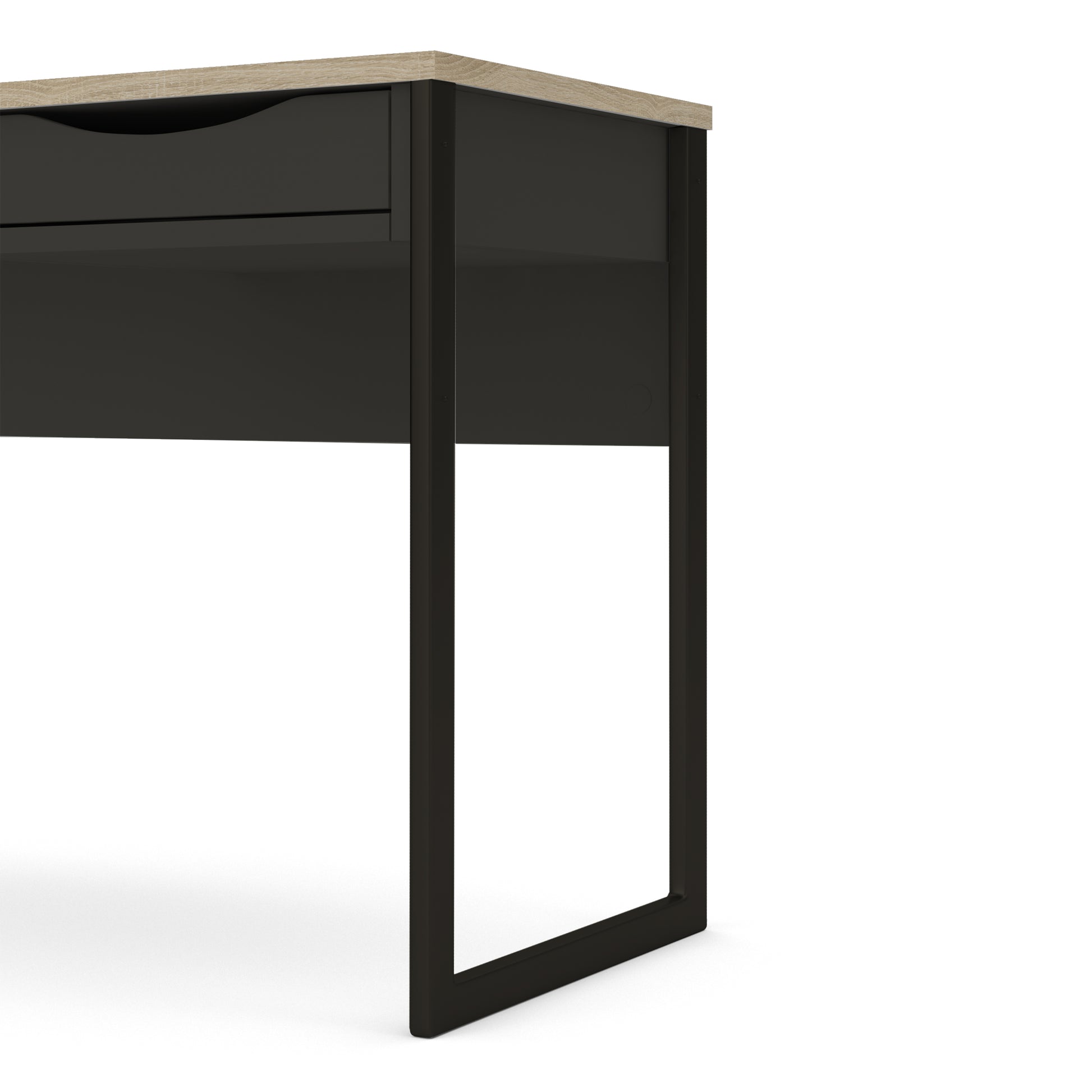 Function Plus  Desk 1 Drawer in Black with Oak Trim