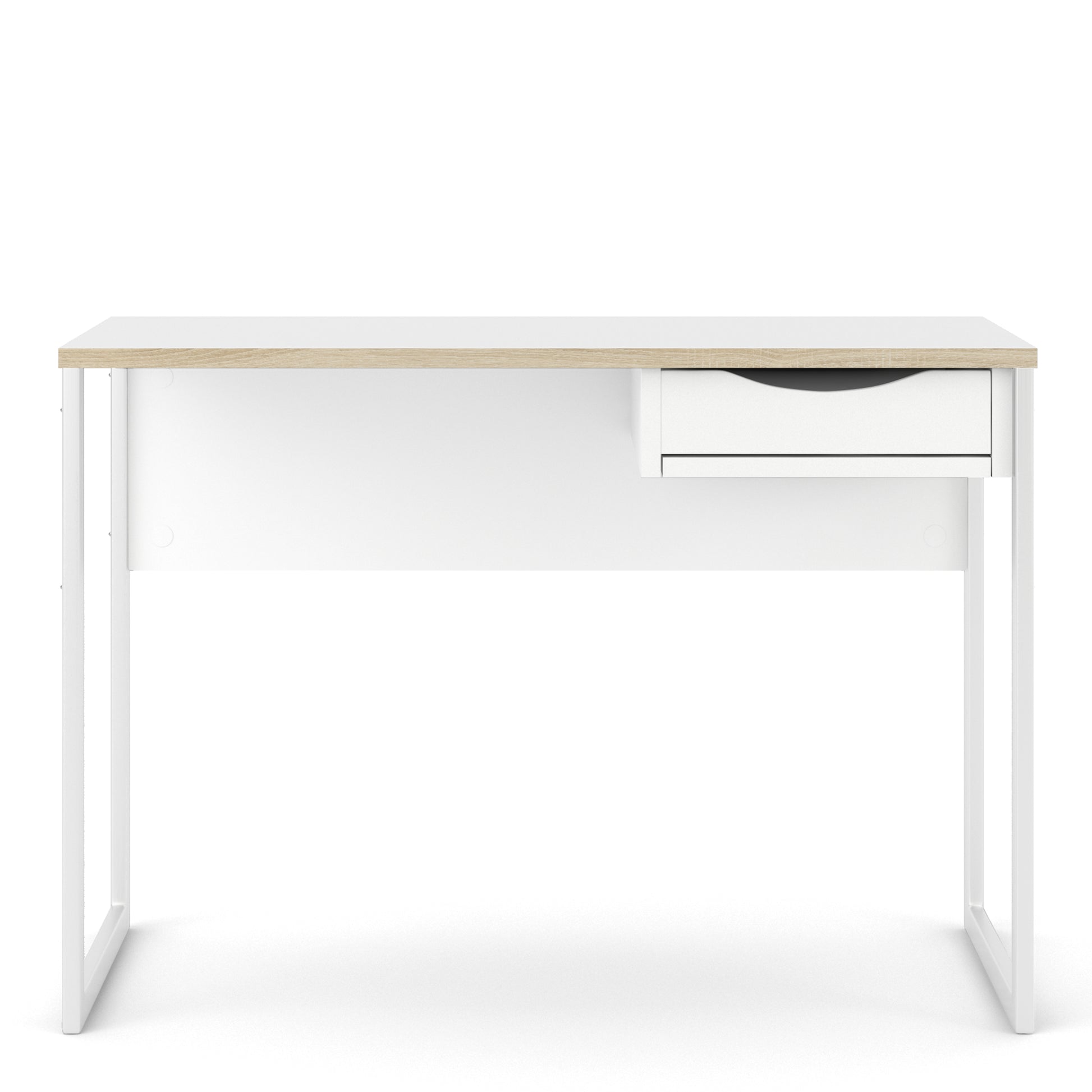 Function Plus  Desk 1 Drawer in White with Oak Trim