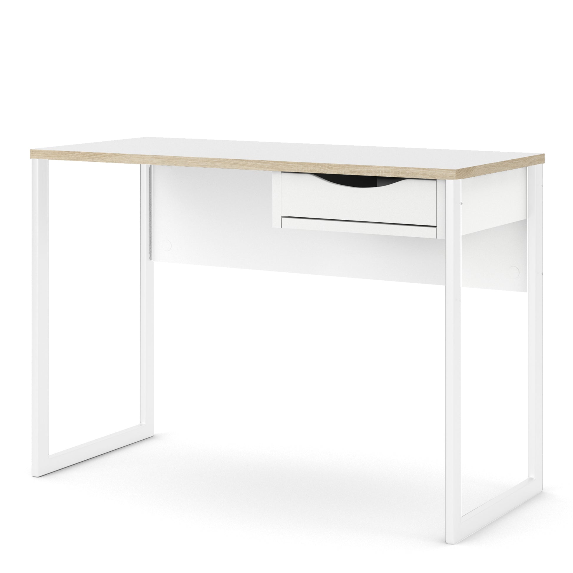 Function Plus  Desk 1 Drawer in White with Oak Trim