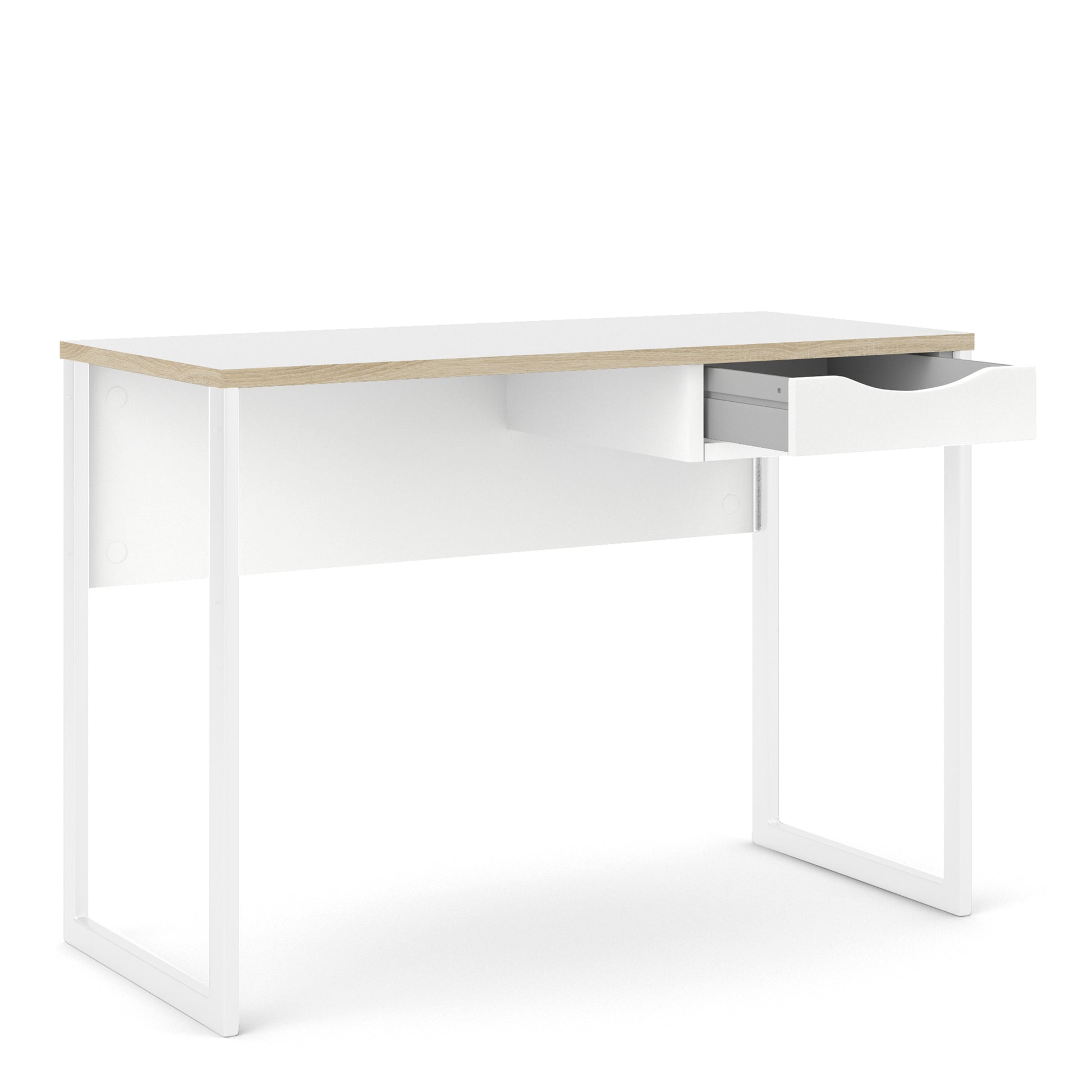 Function Plus  Desk 1 Drawer in White with Oak Trim