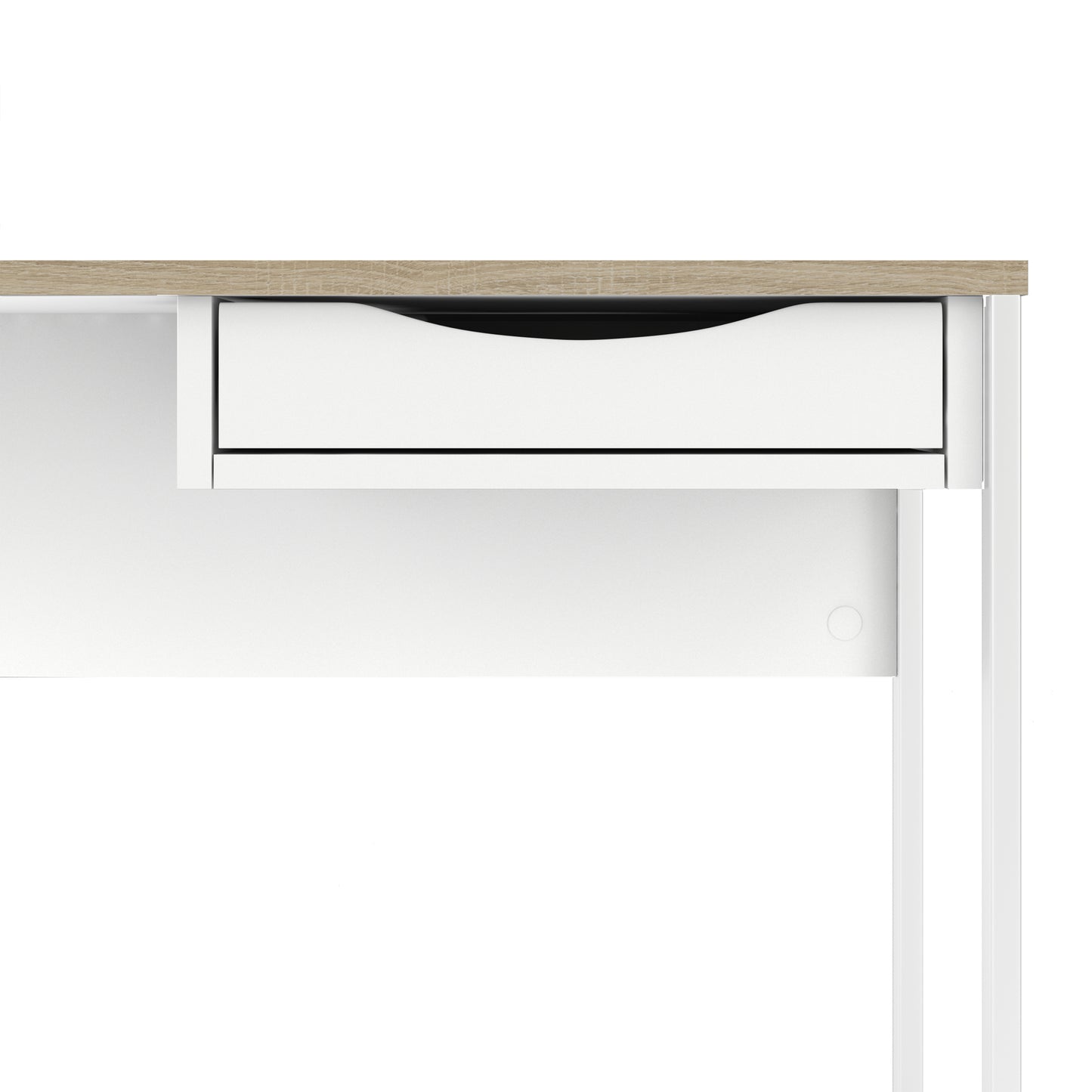 Function Plus  Desk 1 Drawer in White with Oak Trim