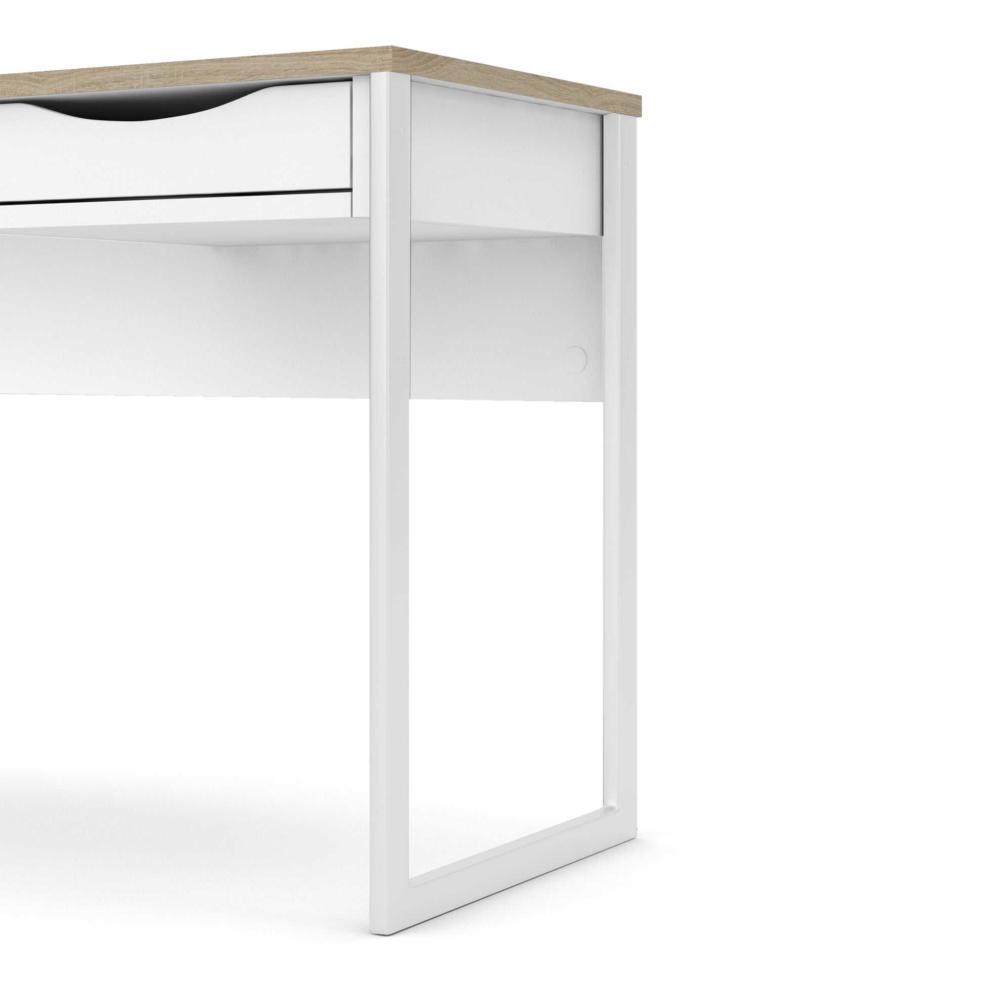 Function Plus  Desk 1 Drawer in White with Oak Trim