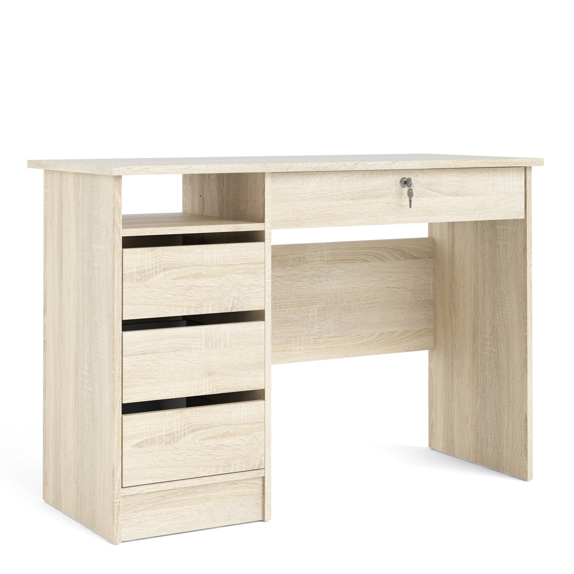 Function Plus  Desk (3+1) handle free Drawer in Oak