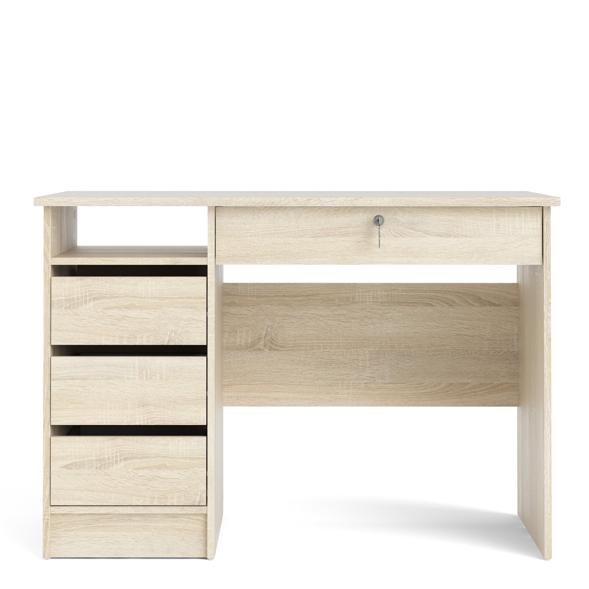 Function Plus  Desk (3+1) handle free Drawer in Oak