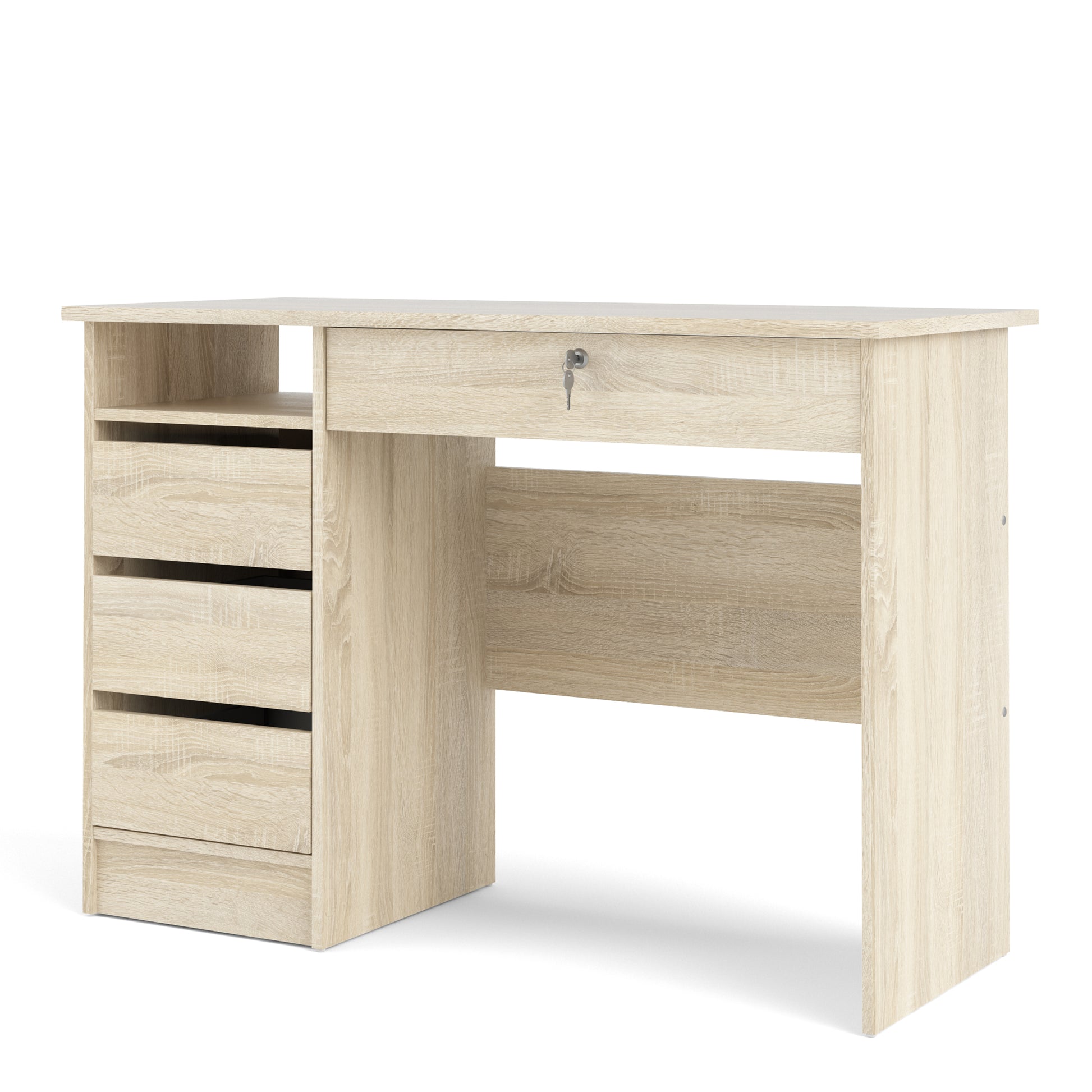 Function Plus  Desk (3+1) handle free Drawer in Oak
