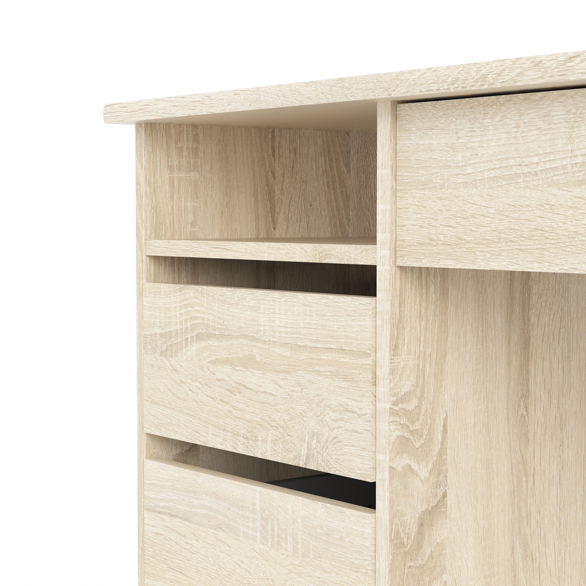 Function Plus  Desk (3+1) handle free Drawer in Oak