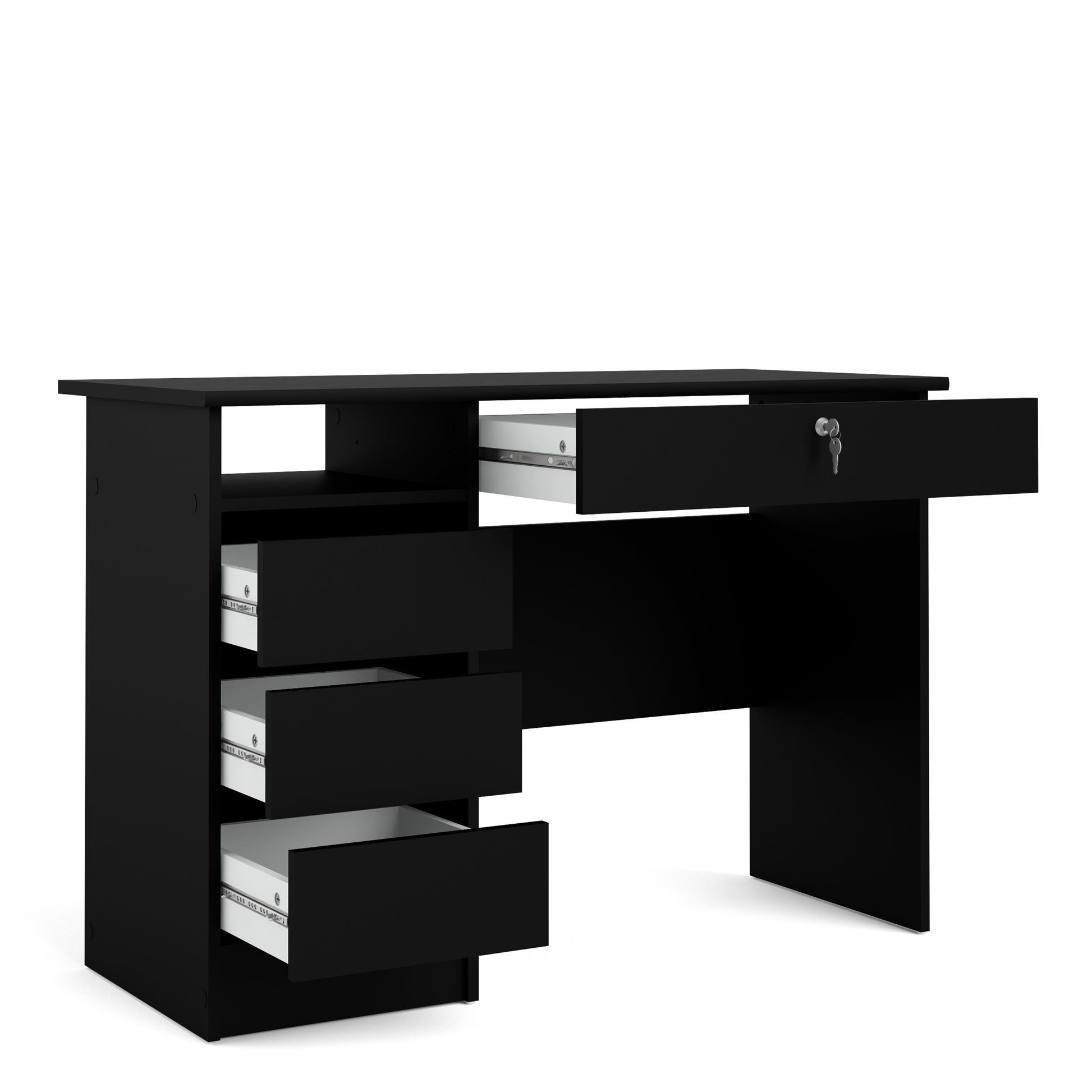 Function Plus  Desk (3+1) handle free Drawer in Black