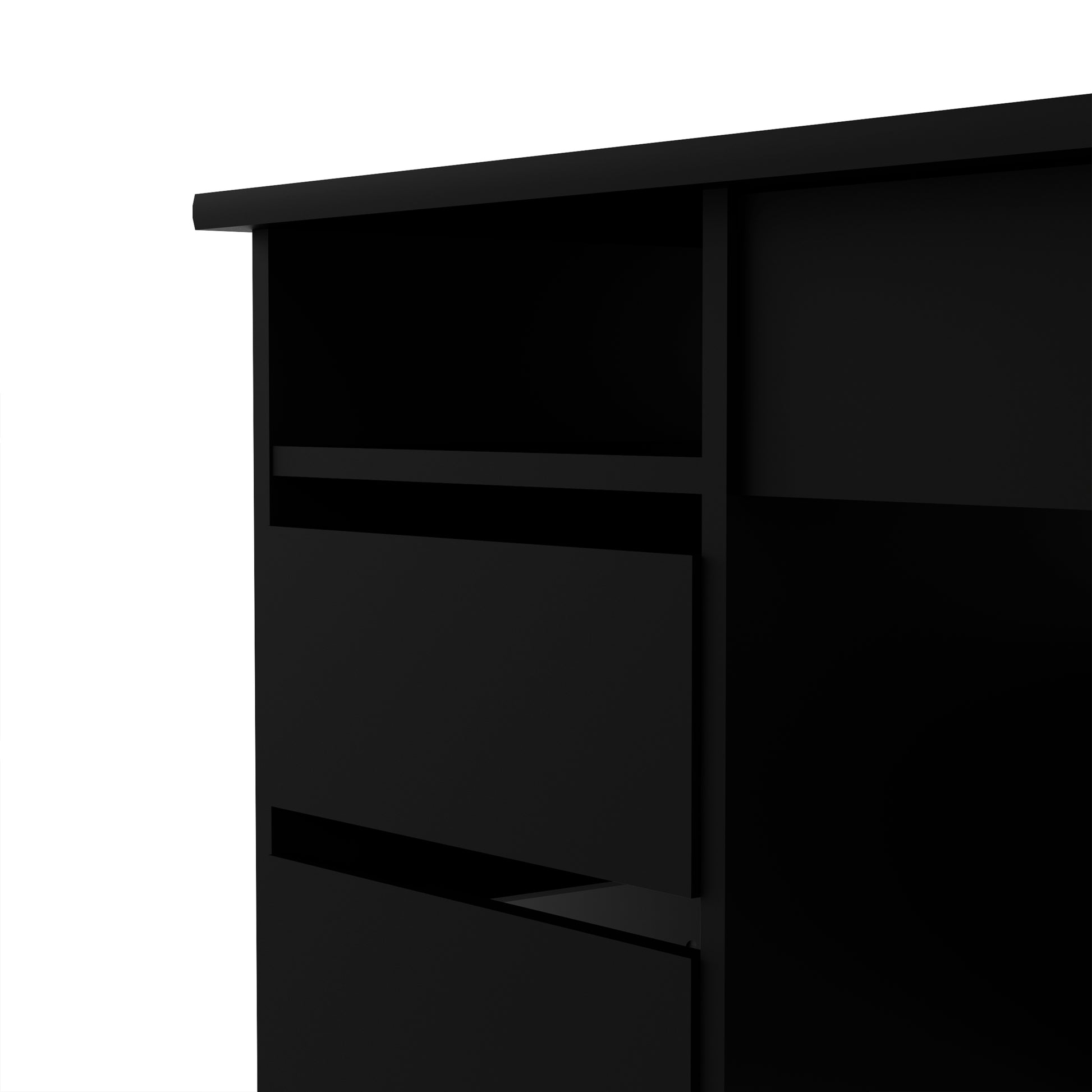 Function Plus  Desk (3+1) handle free Drawer in Black