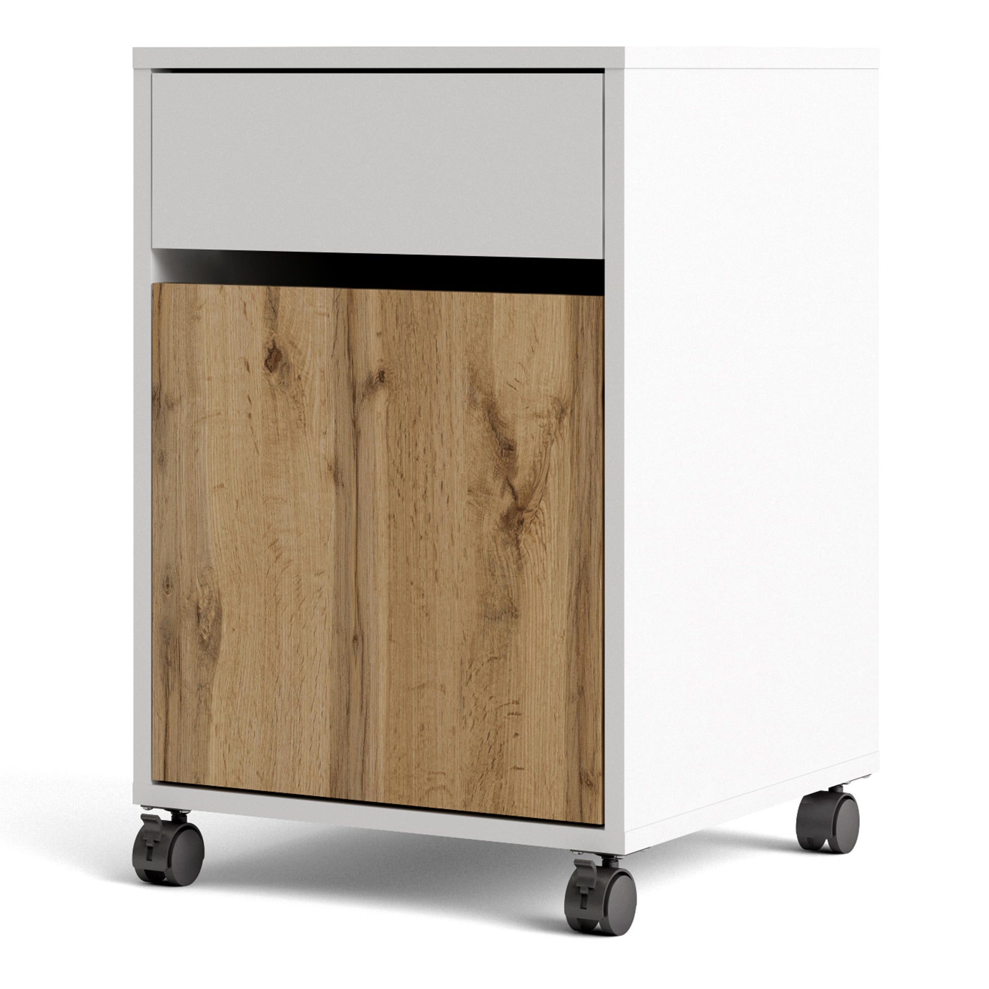 Function  Plus Mobile cabinet in White and Wotan Light Oak