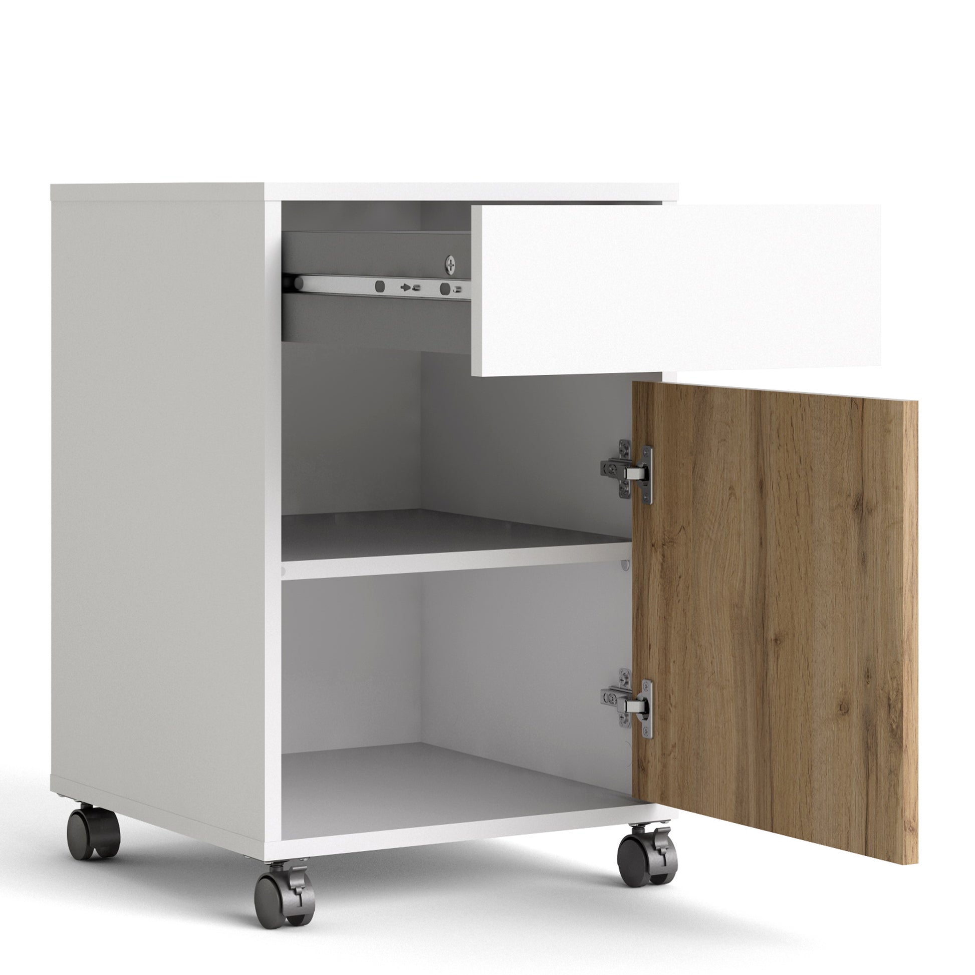 Function  Plus Mobile cabinet in White and Wotan Light Oak